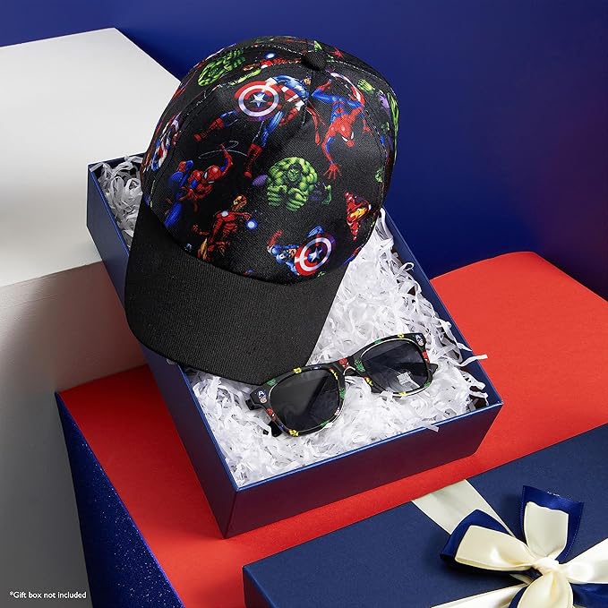 Cappello Baseball Marvel Spiderman Con Occhiali Da Sole Bambino, Protezione UV400, Regolabile