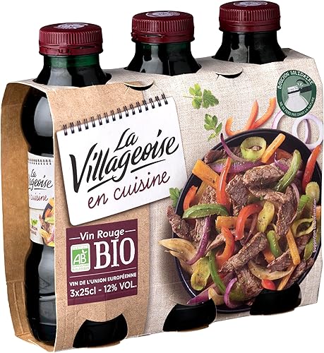 La Villageoise en Cuisine - Vin Rouge de Cuisine - Biologique - 3X25Cl