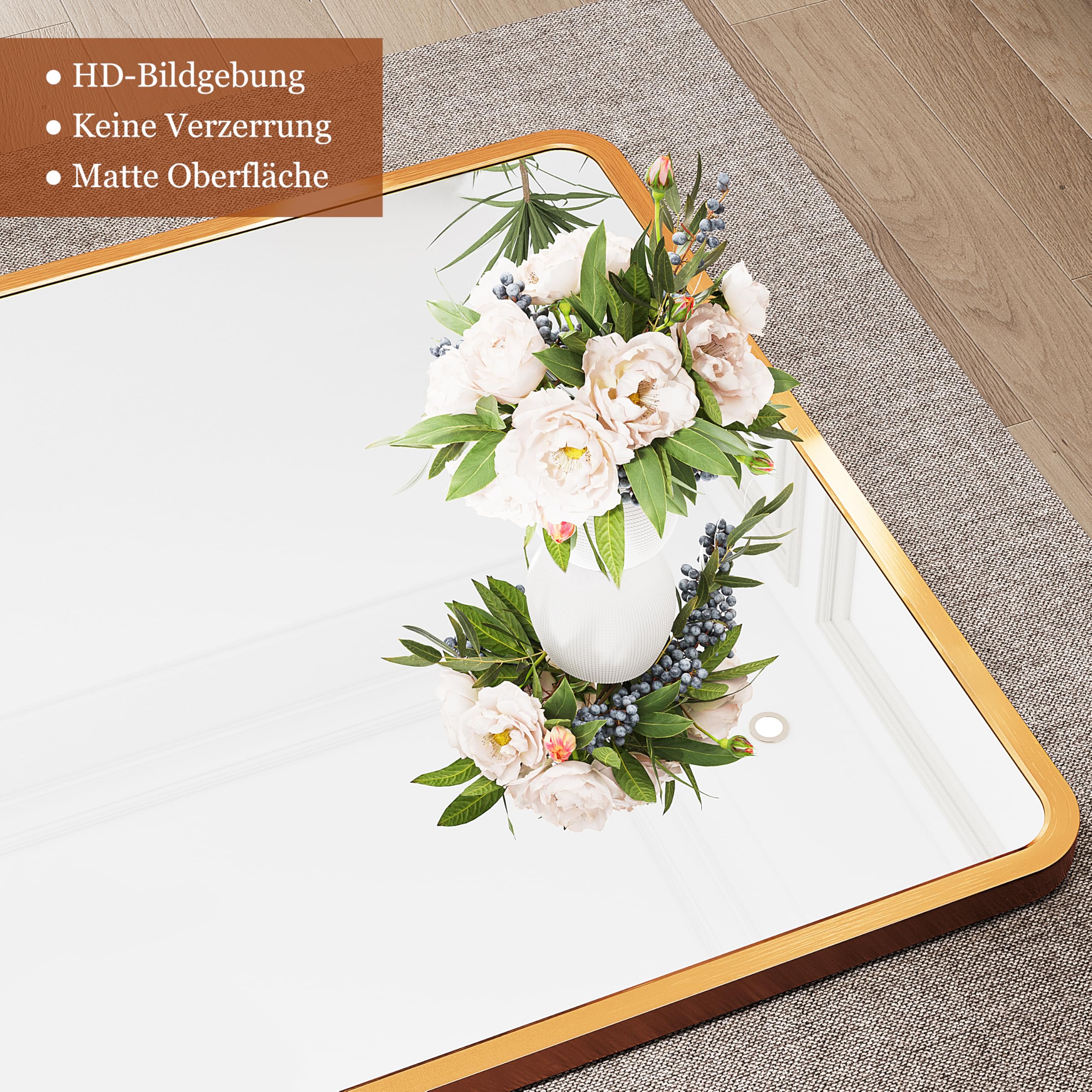 Specchio da parete da 70 x 120 cm, Oro specchio da bagno,con cornice in lega di alluminio, per bagno soggiorno, camera da letto, ingresso, decorazione da parete