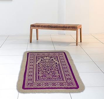 JAW Premium Chenille Velvet Sitting Prayer Mat / Pad for Prayer (Size 4 Ft X 2.4 Ft) (Pink)