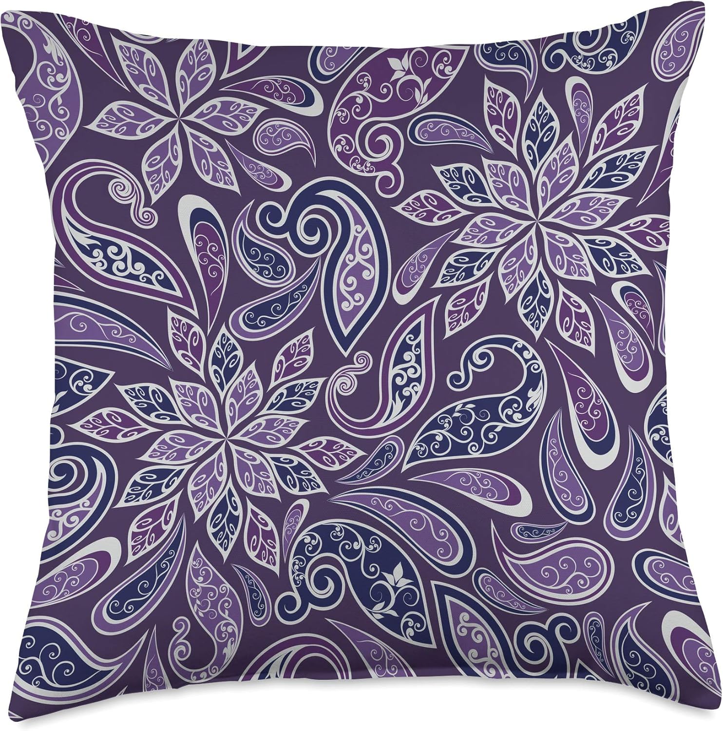 Beautiful Purple Paisley with Shades of Lavender and Blue Throw Pillow