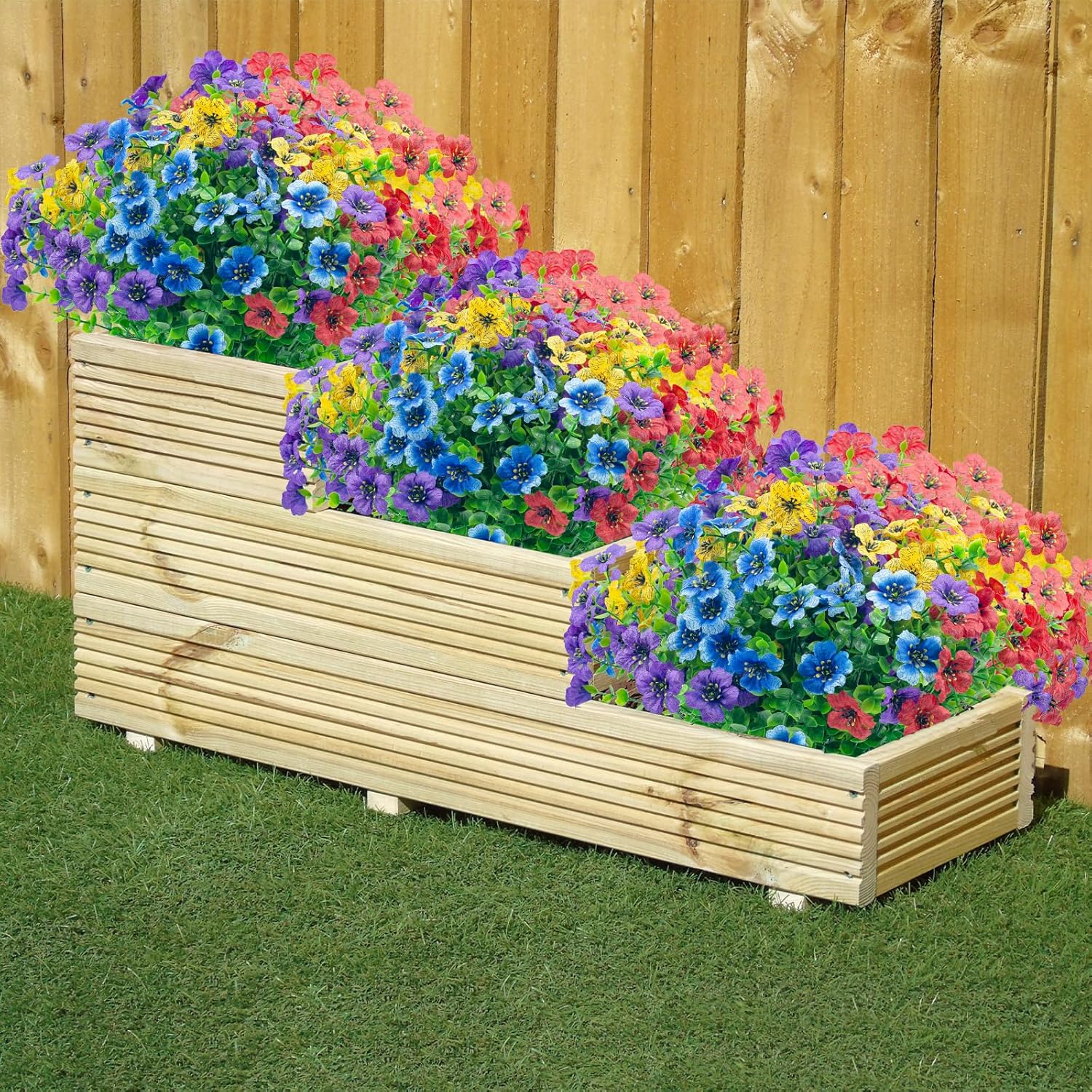 Artificial Flowers for Outdoors,8 Bundles UV Resistant Faux Fake Outdoor Flowers No Fade Plants Plastic Shrubs for Home Indoor Outside Decor(Mix Color) - Image 4