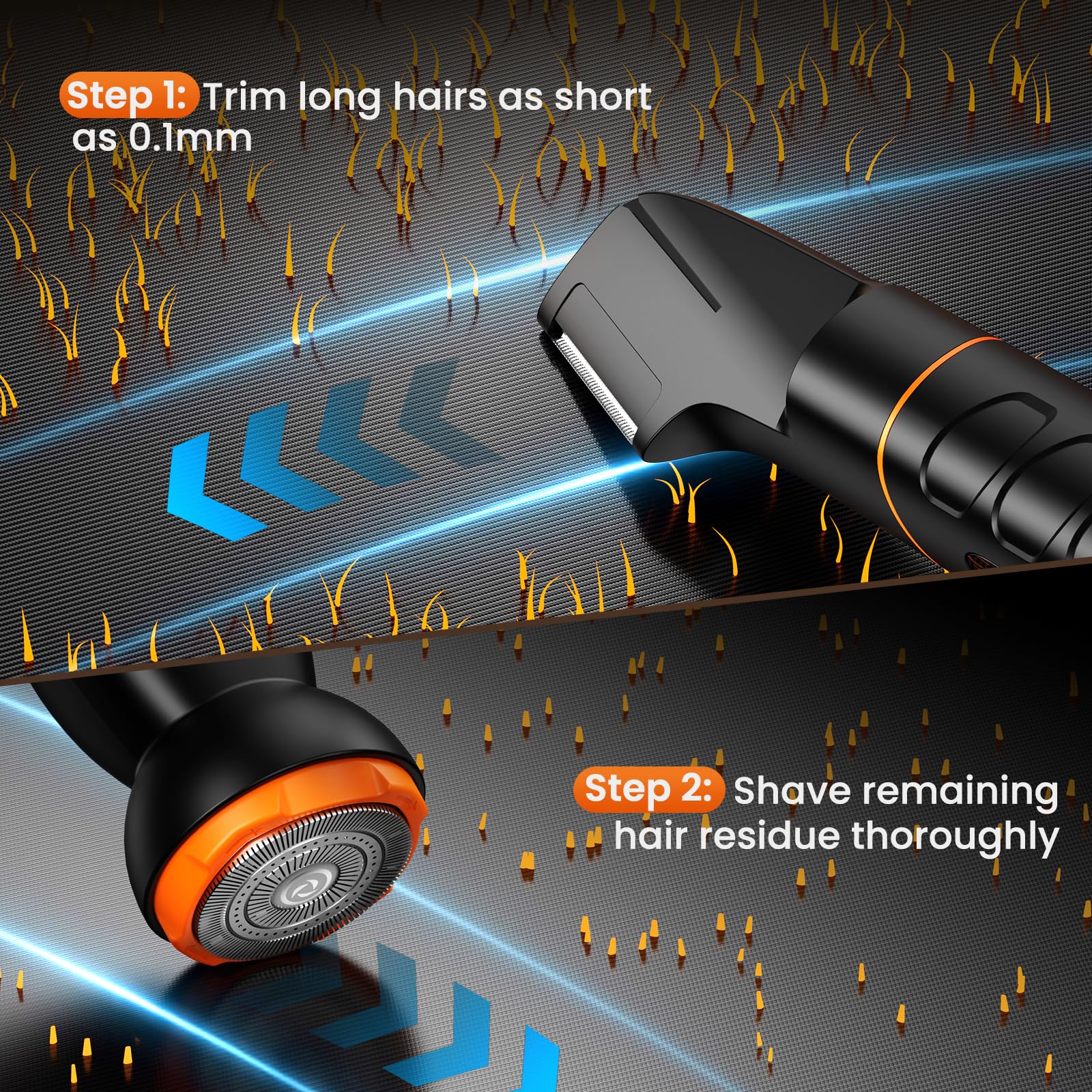 5-IN-1 Intimrasierer Mann, MAXGROOM Körperrasierer Herren mit Ladestation, IPX6 Wasserdichter Rasierer Herren Elektrisch für Intimbereich, Bart, Körper, Hoden und Scham, 120 Min Akku, Mit LED-Anzeige