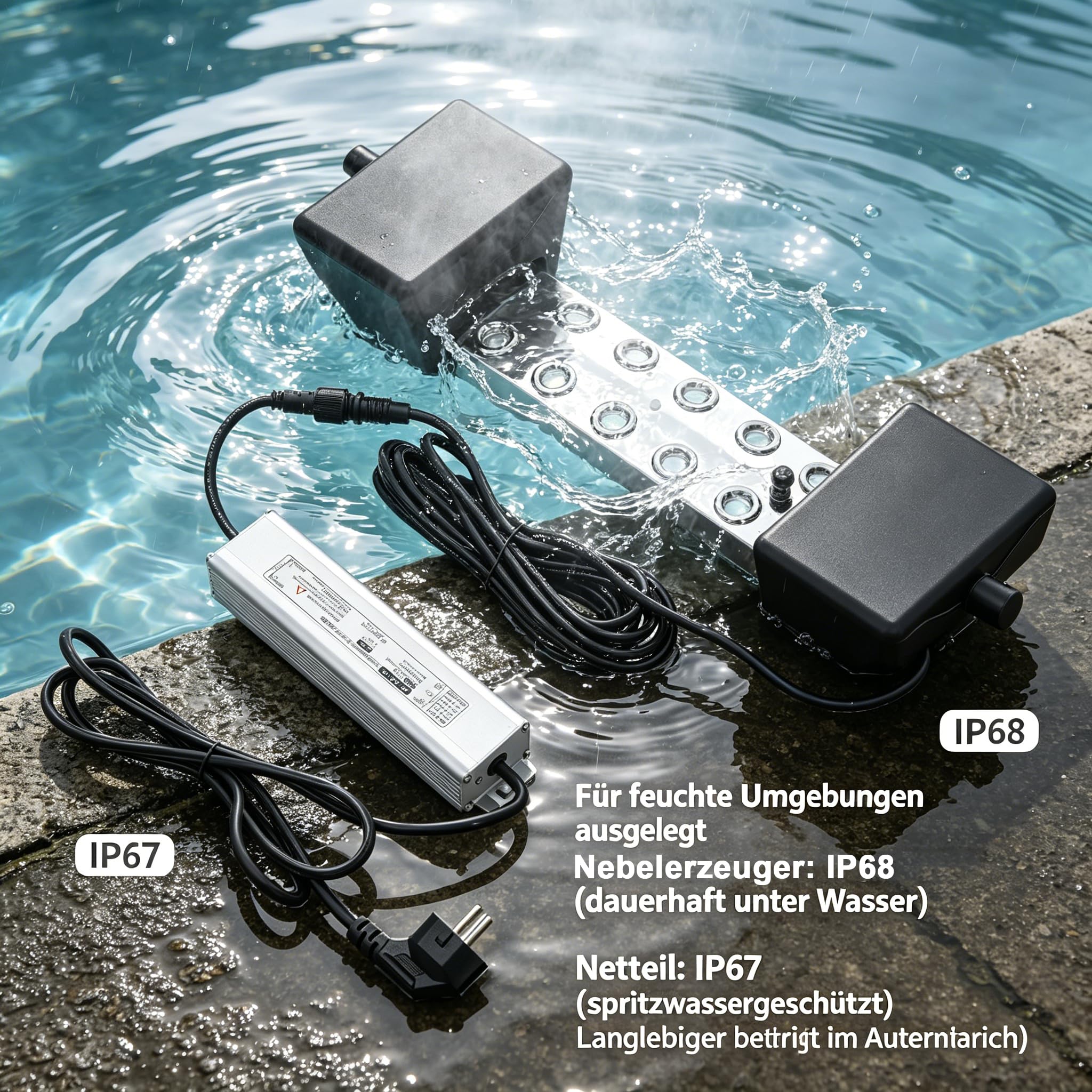 Profi 10-Kopf Ultraschall Nebelgerät 350W Industrietauglicher Nebelgenerator mit Wasserschutz, 7L/h Nebelvolumen für Gärten/Teiche/Events, Hotels und Gewächshäuser (Stil 1)