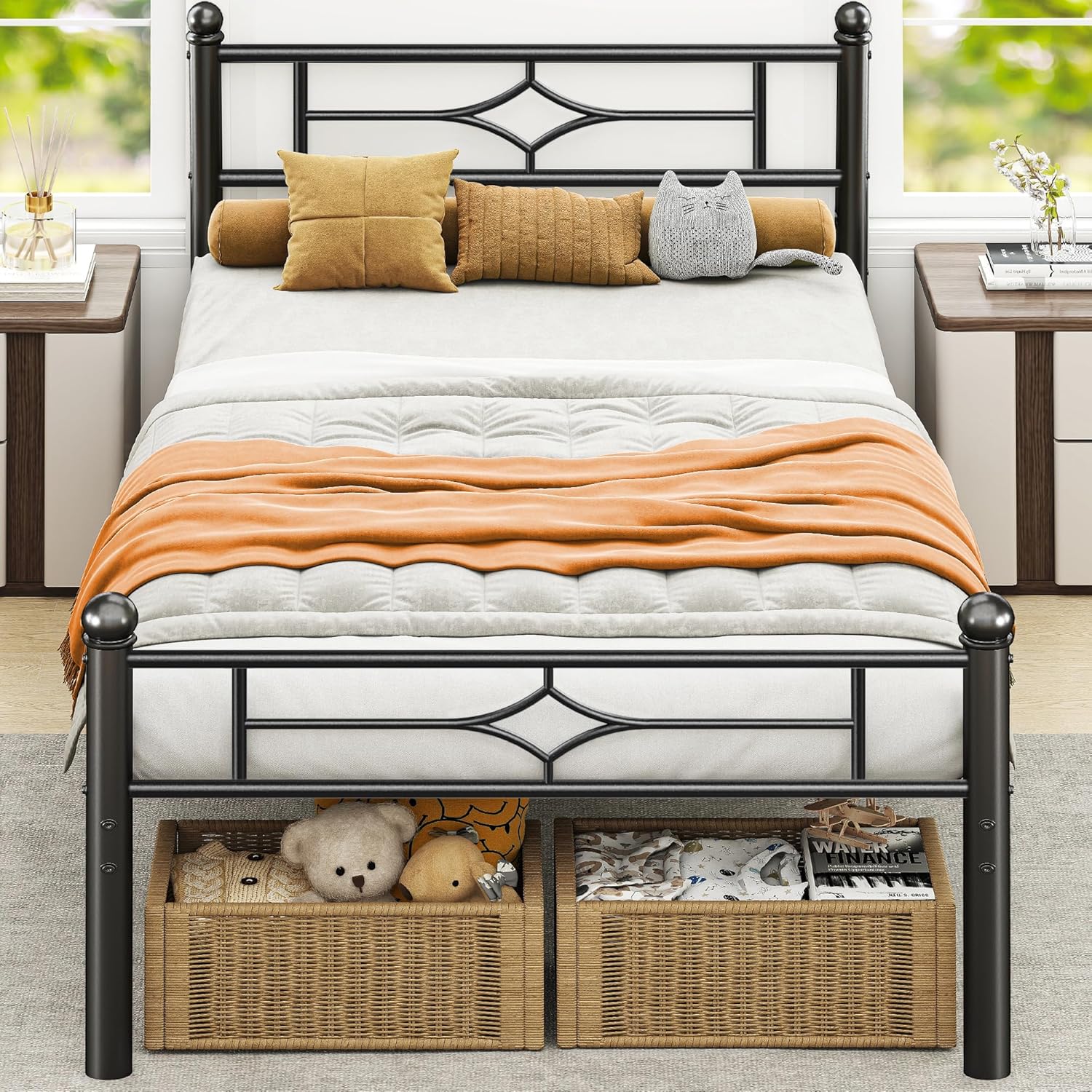 BedsPick Twin Bed Frame, Classic Metal Platform Bed Frame, Mattress Foundation with Steel Slat Support, 12.5” Under Foundation Storage, No Box Spring Needed/Noise Free/Easy Assembly/Twin Size Black BedsPick Twin Bed Frame, Classic Metal Platform Bed Frame, Mattress Foundation with Steel Slat Support, 12.5” Under Foundation Storage, No Box Spring Needed/Noise Free/Easy Assembly/Twin Size Black