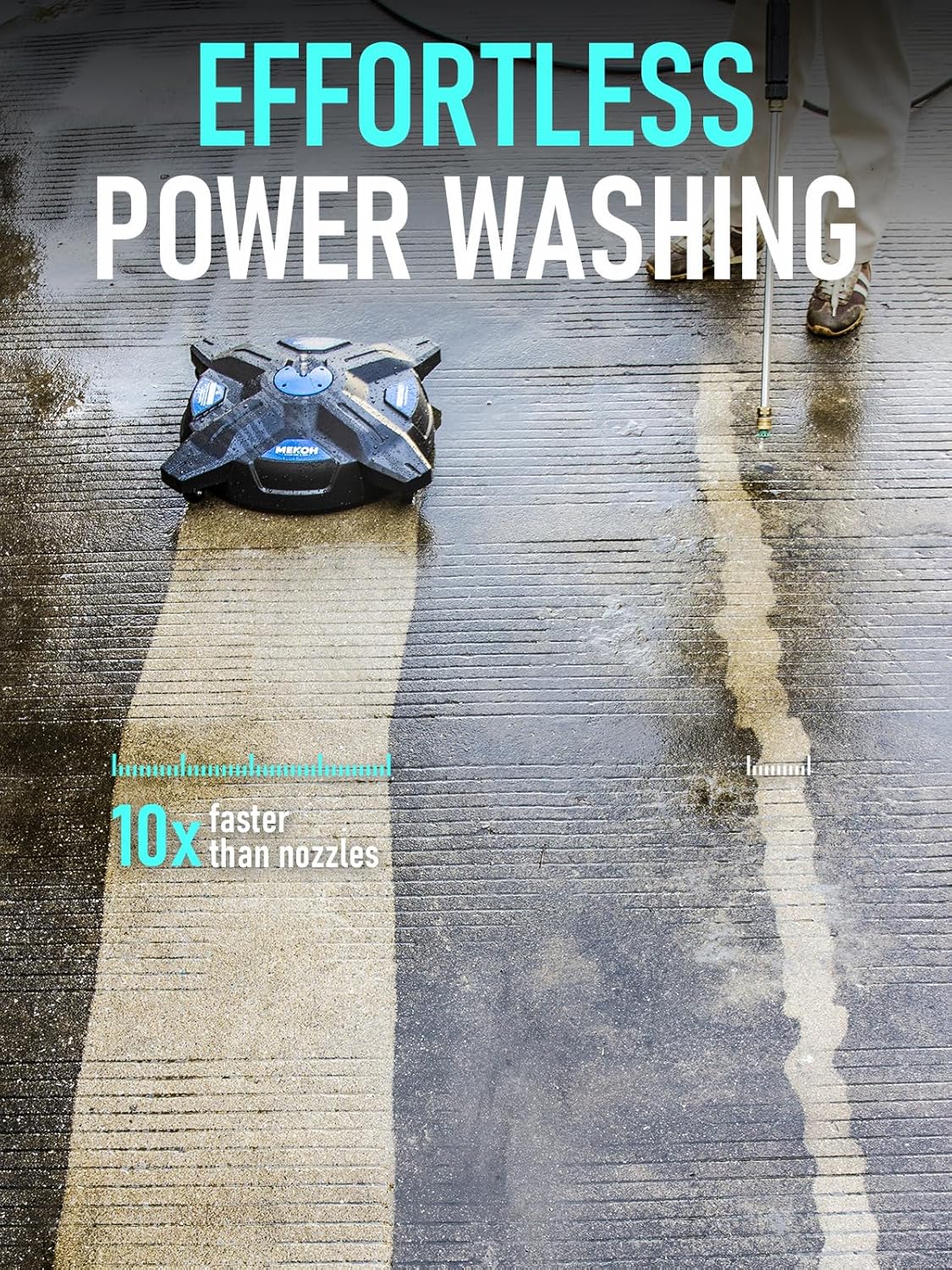 MEKOH 16.5” Pressure Washer Surface Cleaner, Large Lightweight Driveway Pressure Washer Attachment 3600PSI, 4 Caster Wheels, 1/4” Quick Connect, Universal Gas & Electric Power Washer Surface Cleaner