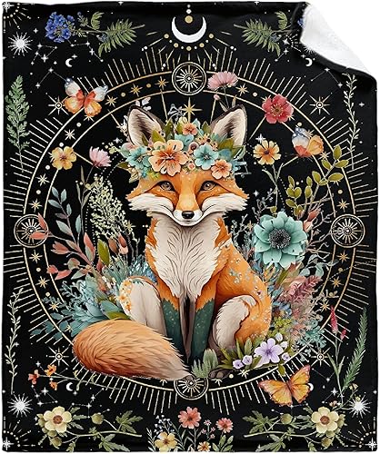Foxes - Manta de regalo para mujeres, niños, manta de felpa con flores de zorros, manta suave y cómoda, para amantes de los animales, regalos de