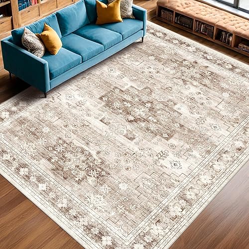 Miniatura 69 de Alfombra de Pasillo de Baño Lavable Oushak 2x5 - Floral Pastel Bohemio Ecléctico, Alfombra Pequeña Antideslizante de Pelo Bajo Resistente a Manchas