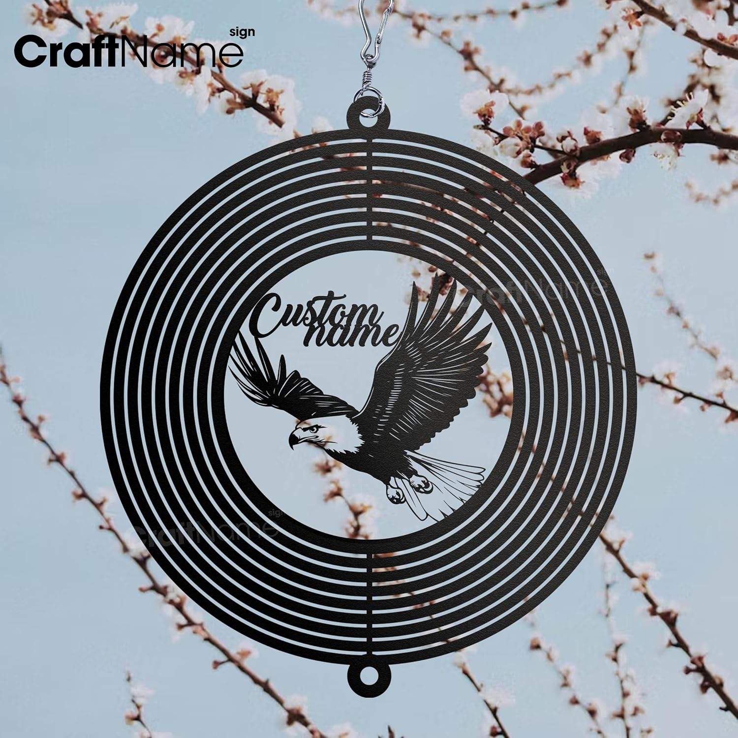 Eagle Metal Wind Spinner, Custom Eagle Garden Hanging Spinner Outdoor Decor, Handmade Wind Spinners Art, Perfect House Warming Gifts New Home, Gift for Grandmother, Mom, Wife