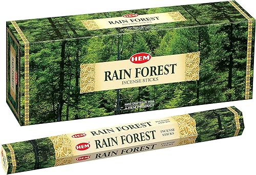 HEM Varillas de incienso Rain Forest (120 varillas, 6 cajas en el interior), 9 pulgadas de largo, 0.71 onzas por caja, creando un ambiente tranquilo