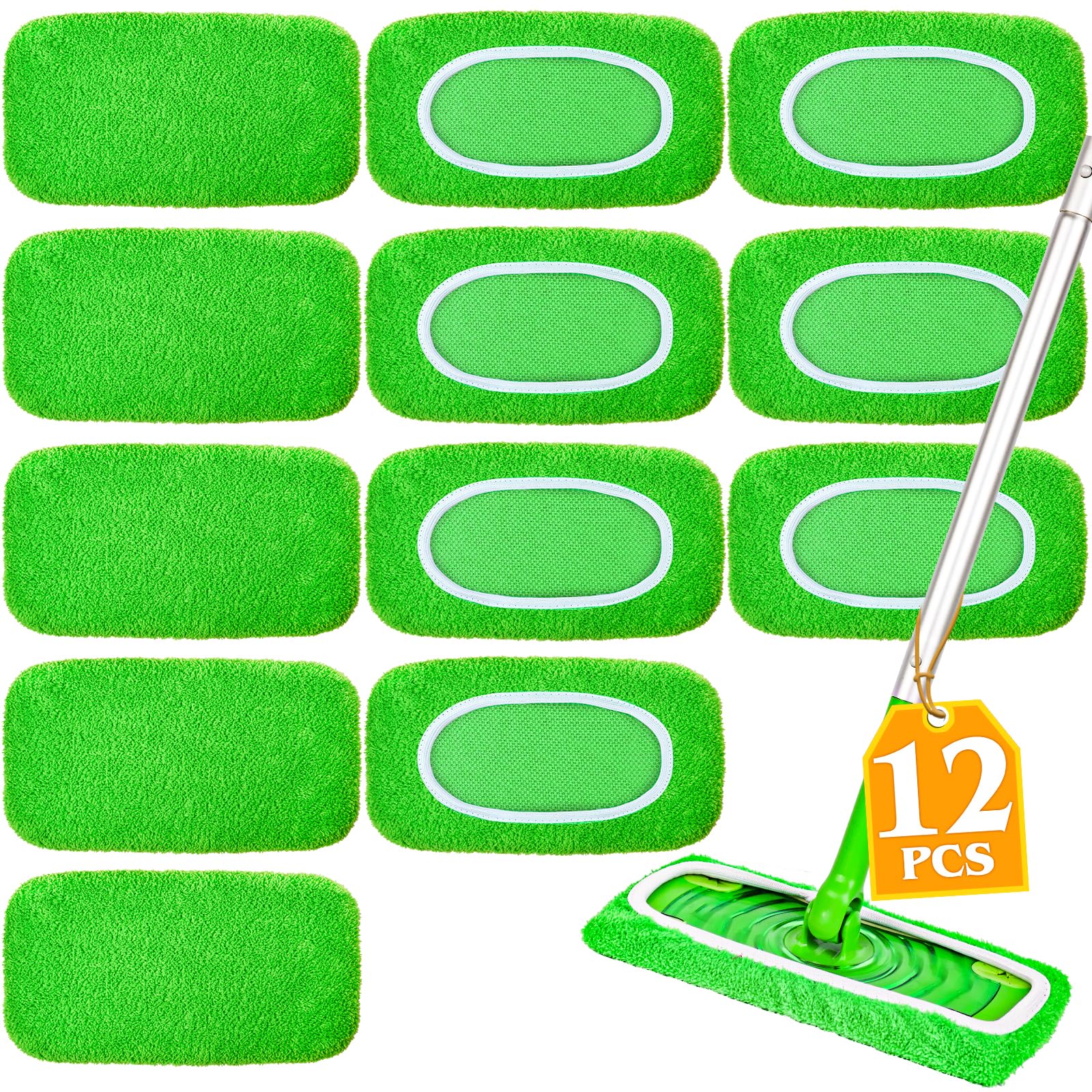 View 1 of 12-Pack Reusable Mop Pads Compatible with Sweeper Mop
