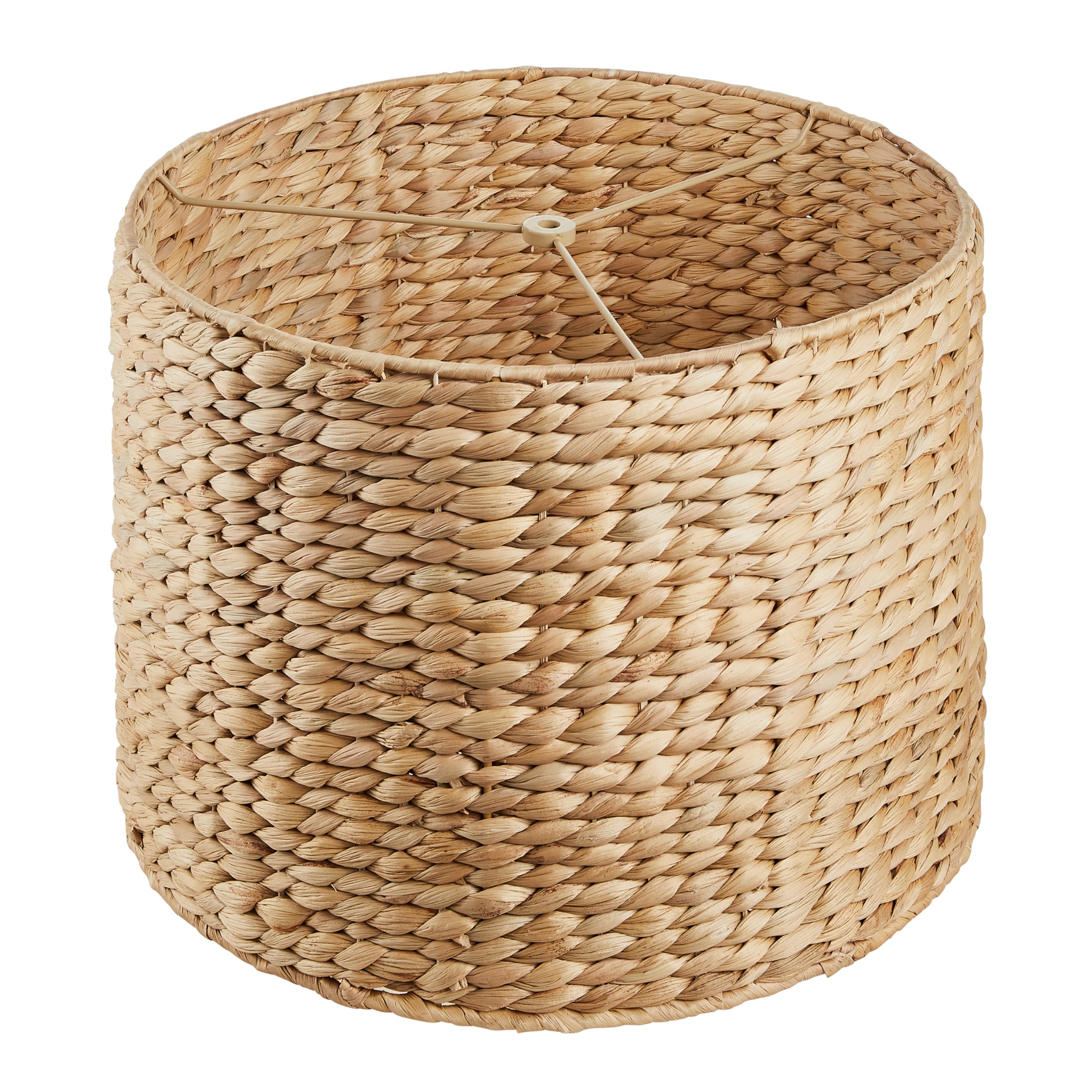 Aspen Creative 31630 Transitional Hardback Drum (Cylinder) Shaped Spider Construction Lamp Shade in Water Hyacinth Pattern, 16" wide (16" x 16" x 11")