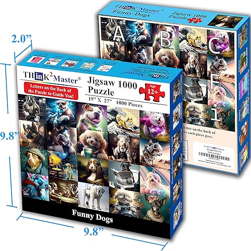Miniatura 6 de Think2Master Divertido rompecabezas de 1000 piezas con cachorros y perros conmovedores. Diversión para adolescentes, personas mayores y familias.