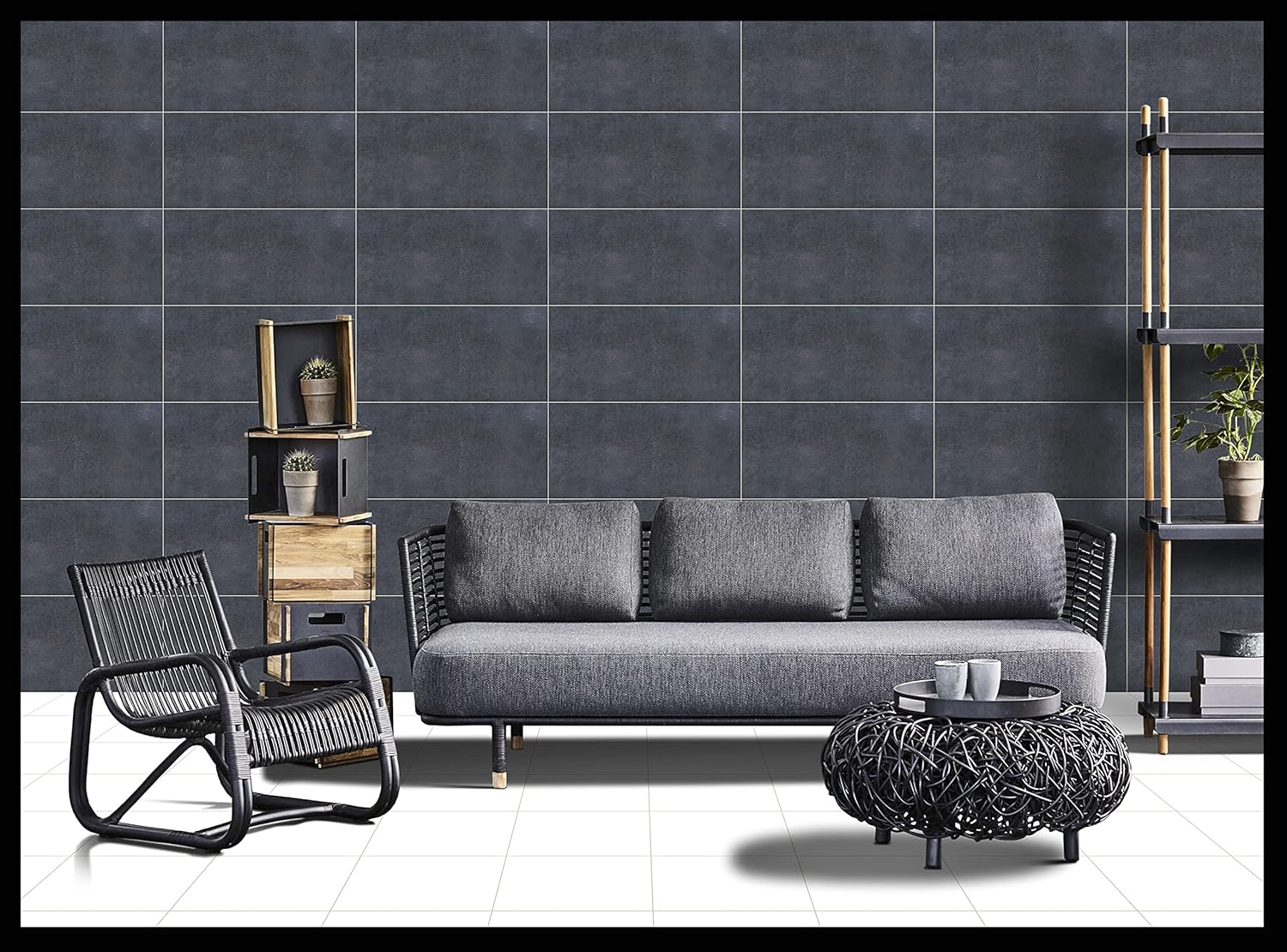 Turin 12 x 24 Ceramic Tile for Wall & Floor in Blue and Grey