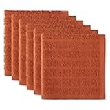 DII Basic Terry Collection Solid Windowpane Dishcloth Set, 12x12, Spice, 6 Piece