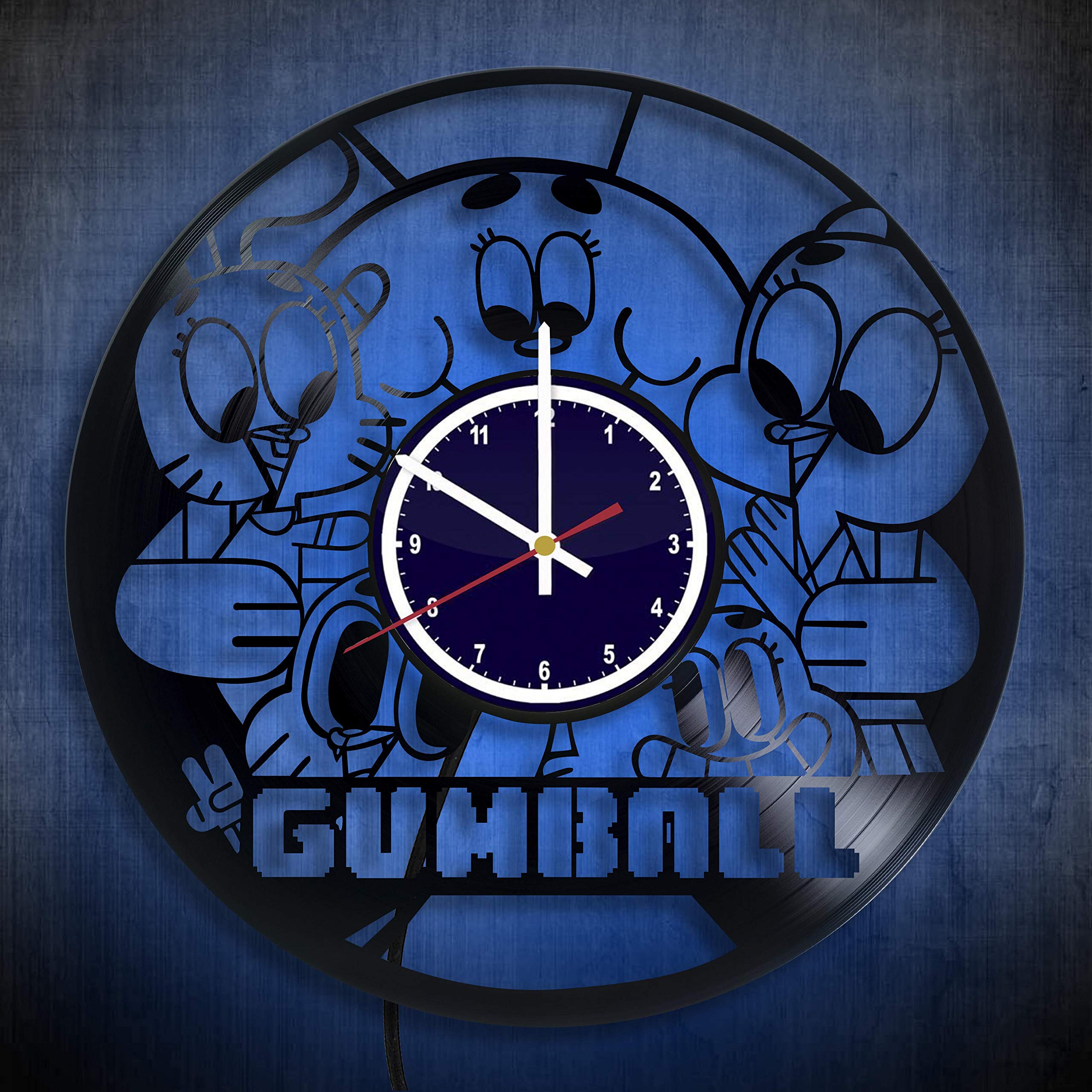 Vinyl Record LED Light Wall Clock Compatible with The Amazing World of Gumball Themed Night Lamp Home Decor - Living Room Nursery Wall Clock The Amazing World of Gumball Wall Art Decor for Adults