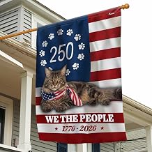 FLAGWIX American 250 Years Anniversary Cat Flag - Polyester Double-sided House Flags For Outside 29.5" x 39.5" - 4th of July Decorations for Home Yard Garden Decor Banner, Gifts For Men Women