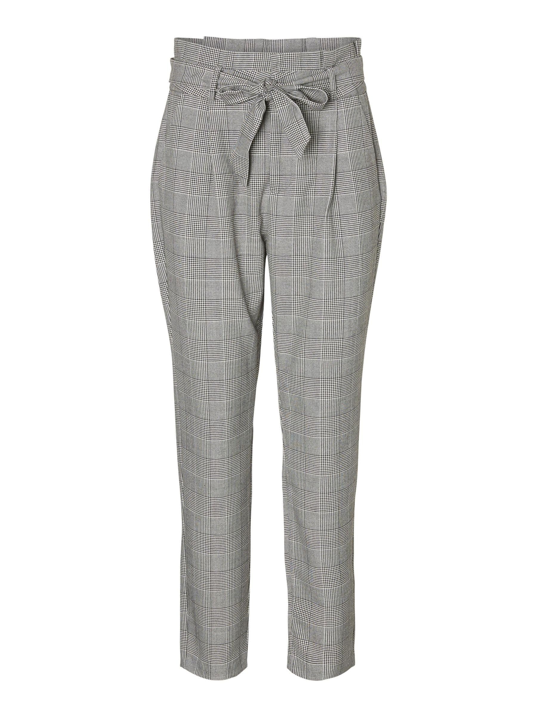 VERO MODA Womens Vmva Paperbag Trousers Grey Checks 30W / 30L