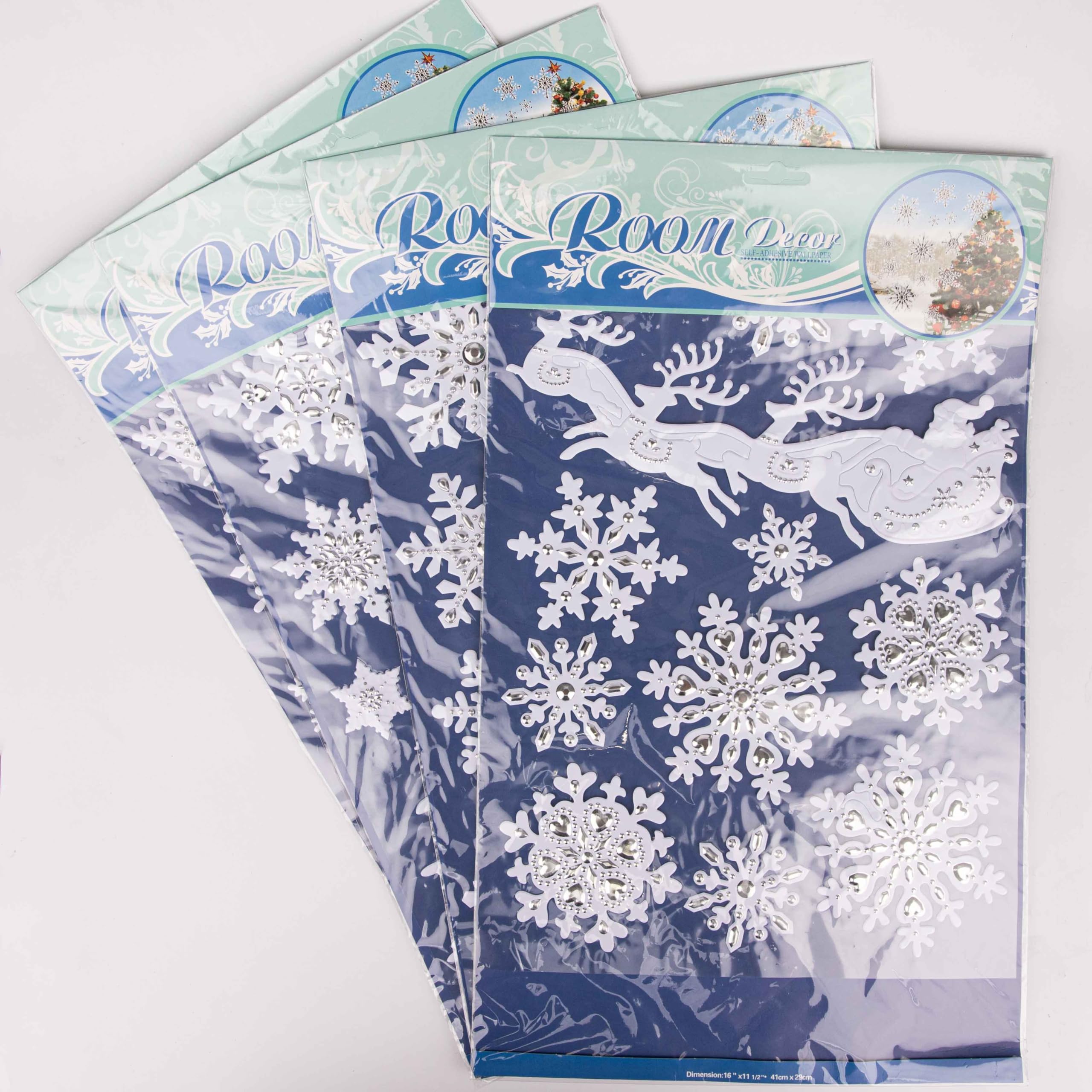 Shatchi 3D Christmas Window Stickers Snowy White And Silver4 Assorted Sheets Window Decorations Sticker Christmas ScenePvc from B&Q