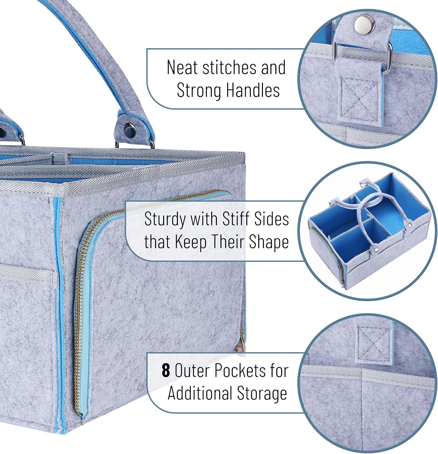 Mr. Pen- Large Baby Diaper Caddy Organizer, 2 Pack, Blue Inside image 3