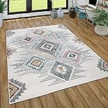 Paco Home Teppich Wohnzimmer Kurzflor Geometrisches Muster Skandi Boho Modern Style, Grösse:80x150 cm, Farbe:Bunt