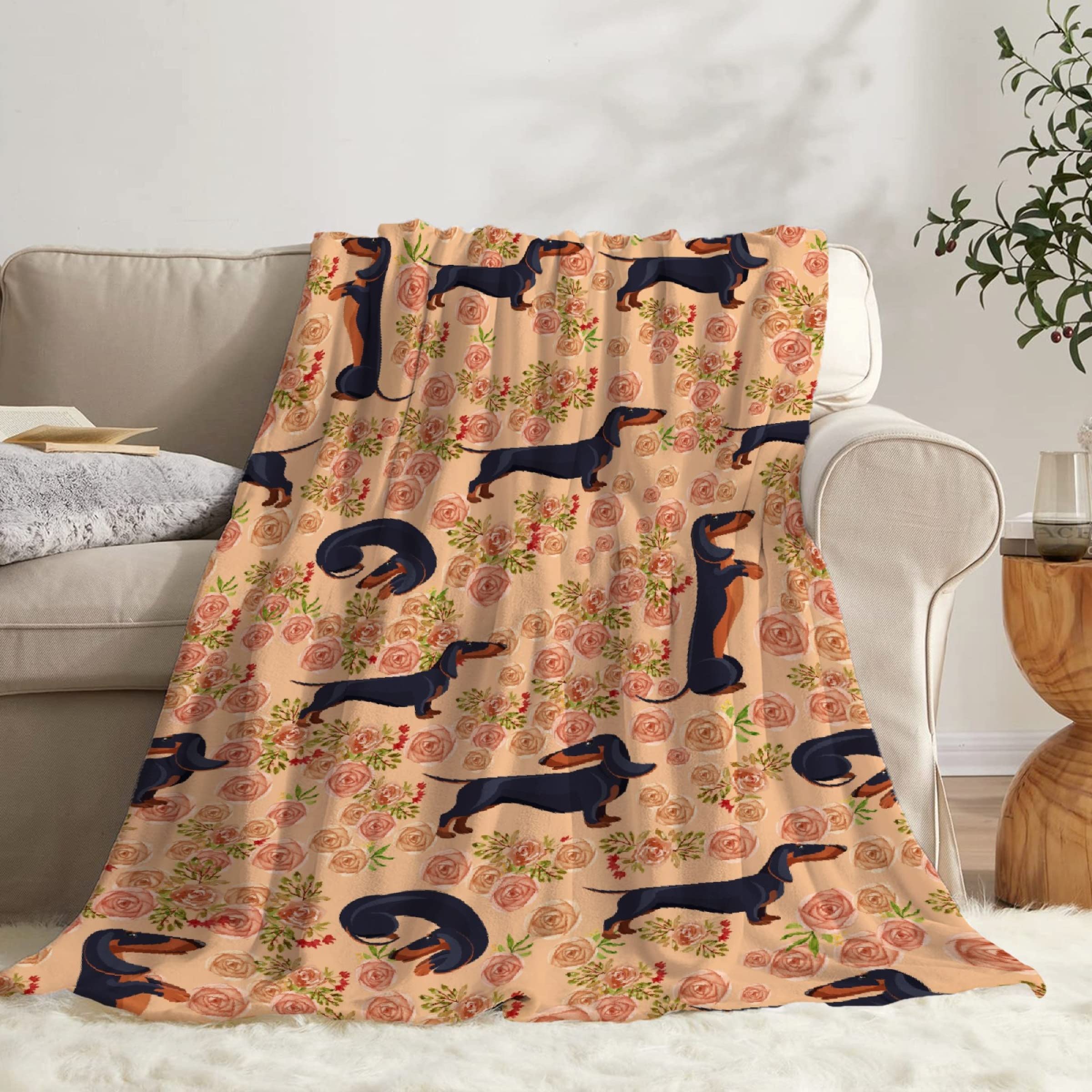 Todeyya Dachshund Dog Blanket - Super Soft Plush, Warm Fleece, Cute Dog Print, XS 30x40 in for Pet/Toddler