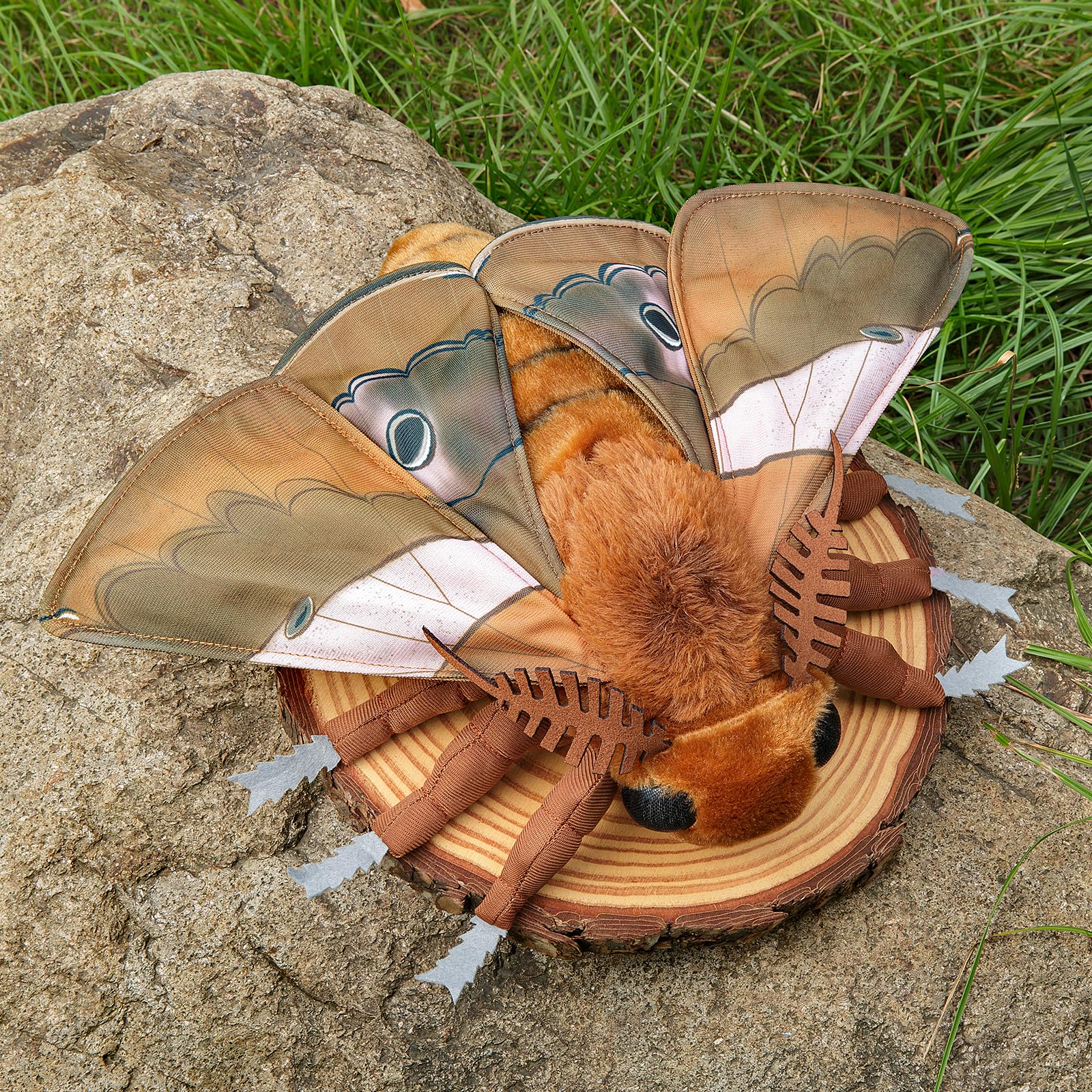 RLOMUTE Ginkgo Moth Plush Simulation Toy, Cute Brown Ginkgo Moth, Soft Plush Animal, 16in - Image 3