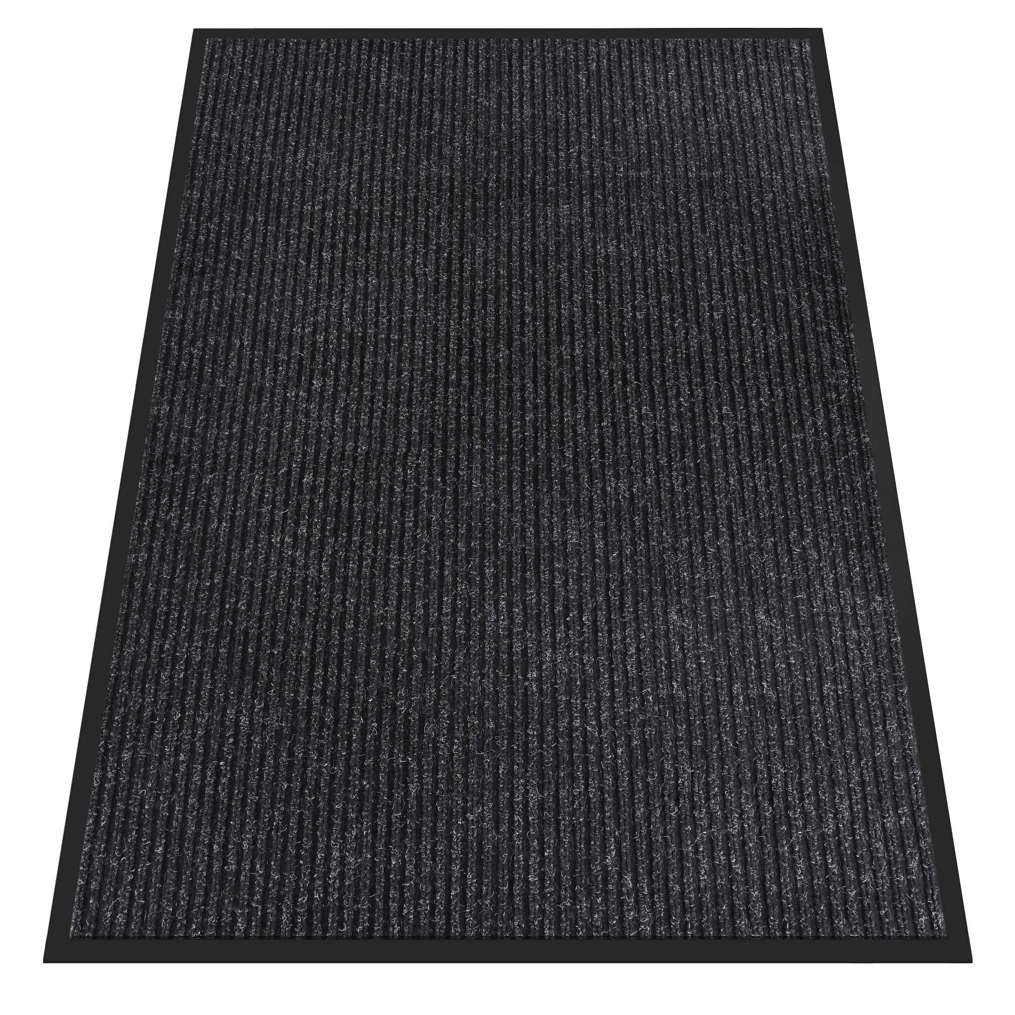 Indoor Outdoor Door Mat, 6' x 4' Doormat for Entryway, Rubber Backing Non Slip Front Door Mat Outside Entrance, Super Absorbent Commercial Floor Mat for Home Office, Black