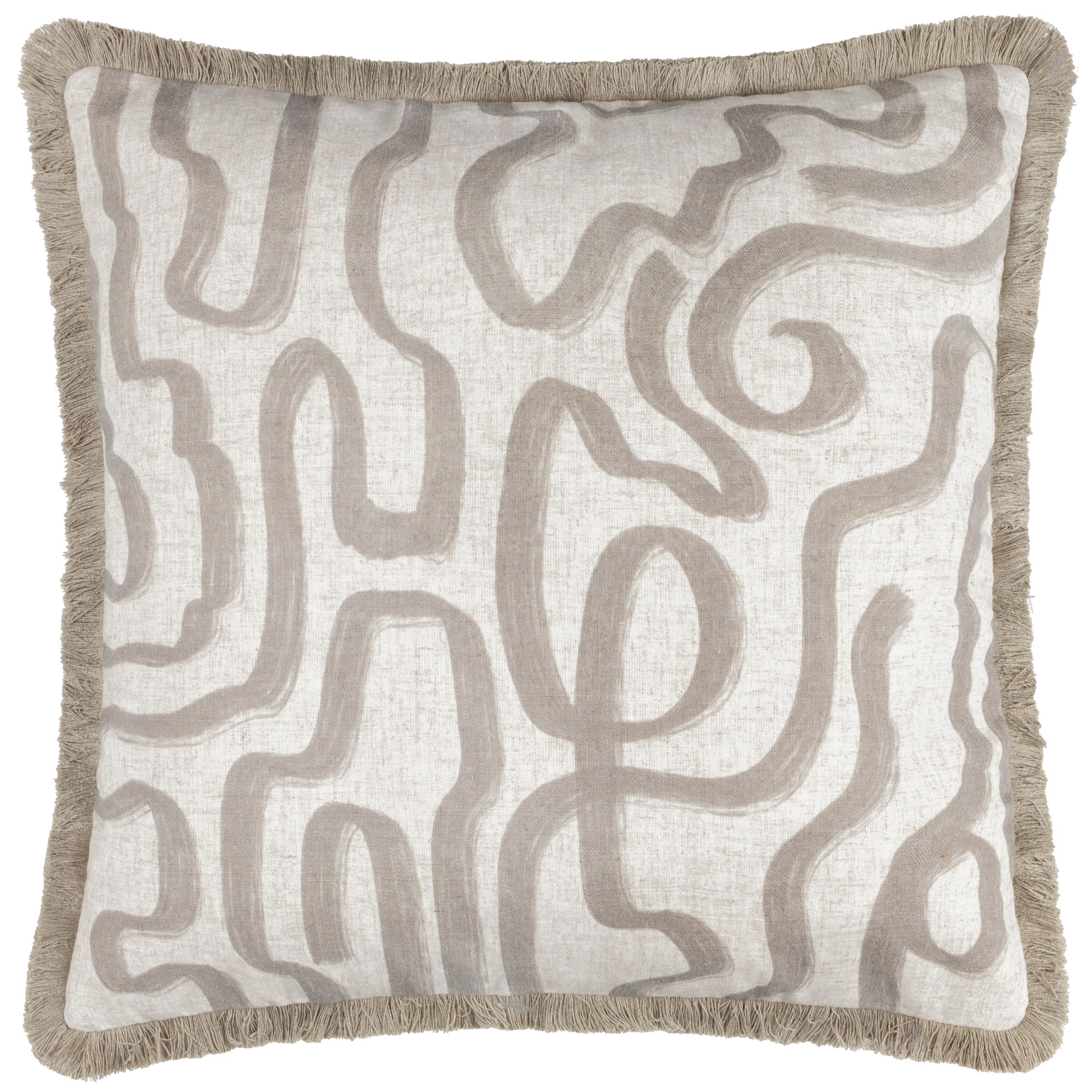 furn. Hoem Lina Abstract Printed Feather Rich Cushion - Natural - 45x45cm
