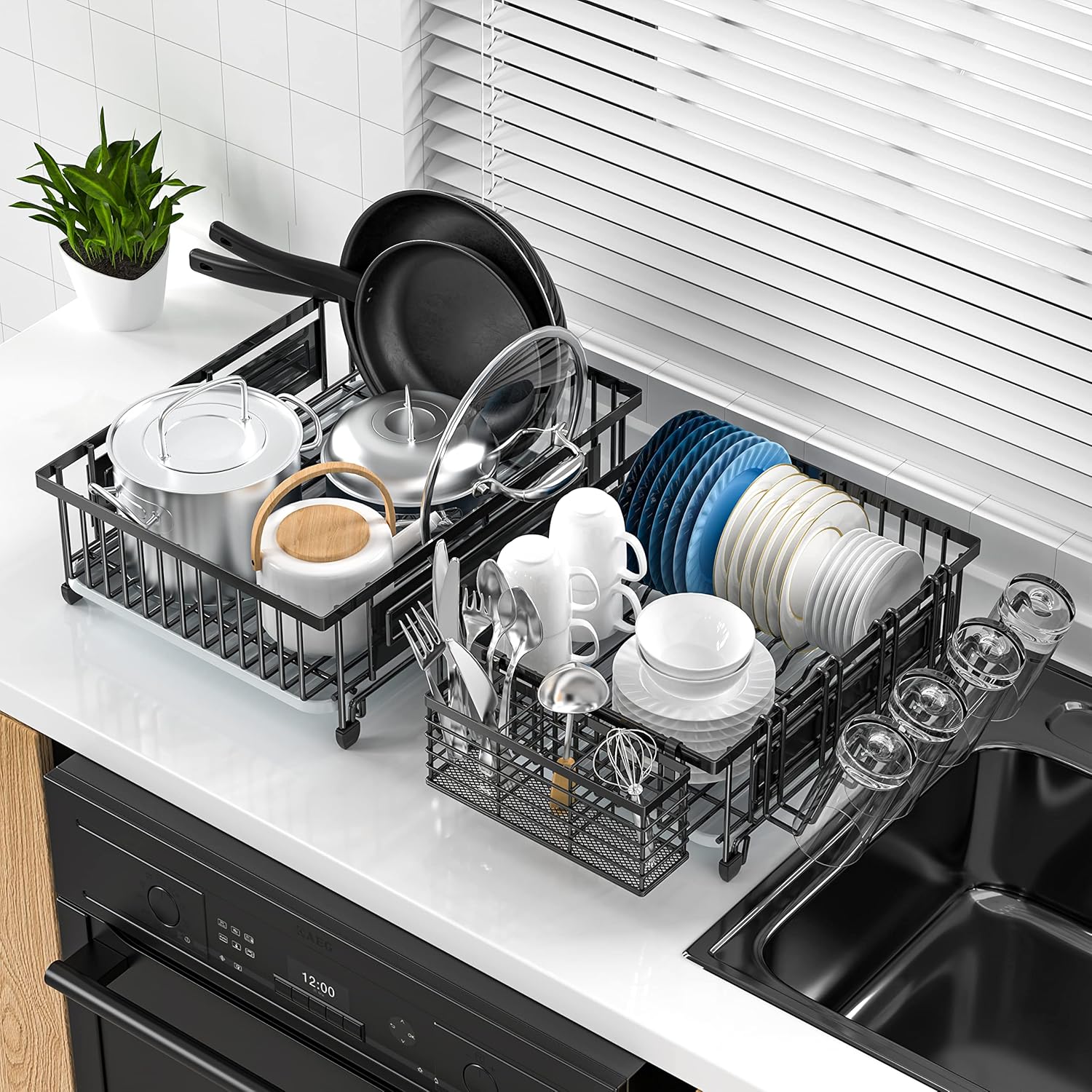 Amazon.com - 2 Pack Dish Drying Rack, Dish Rack Suitable for Little ...