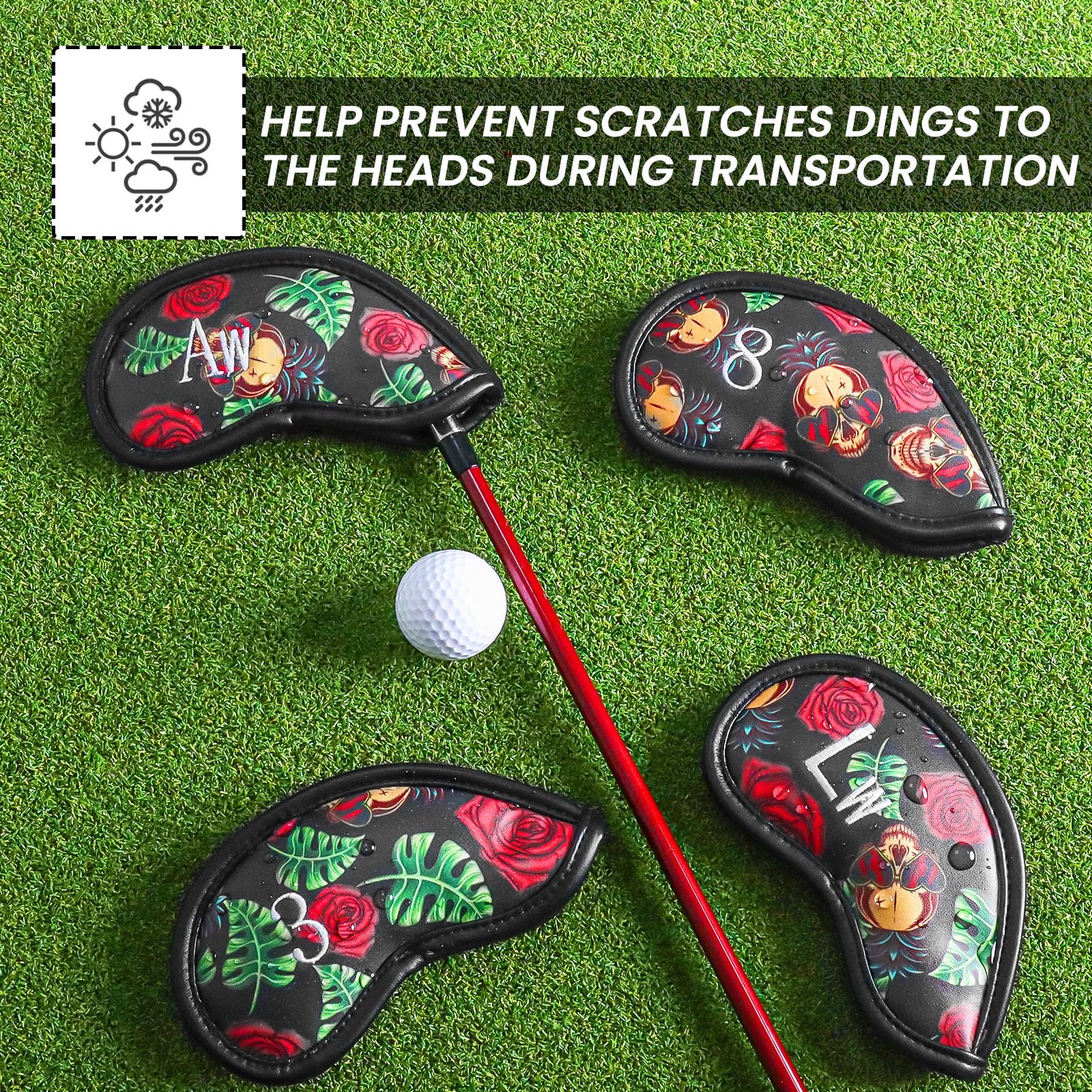 Set Di 12 Copritesta Per Mazze Da Golf In Pelle Sintetica Marrone, Con Numeri Stampati E Apertura In Velcro, Universali Per Ferri