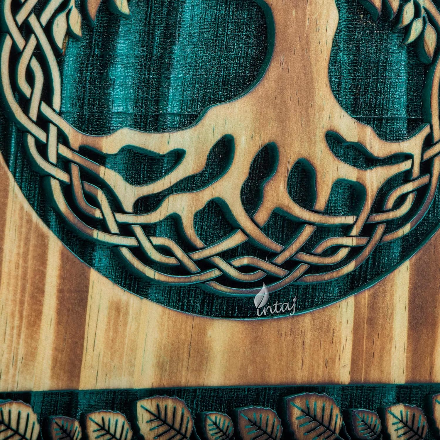 INTAJ Handmade Rosewood Urn for Human Ashes - Adult Tree of Life Wooden Urns Hand-Crafted - Heart Funeral Cremation Urn for Dogs Engraved (Celtic Pine, X-Small - 7.50Hx4.25W (100 Cu/in))