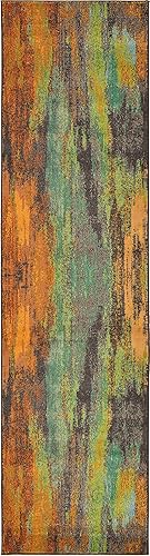 Miniatura 3 de Unique Loom Jardin Collection - Alfombra para múltiples áreas, abstracta, vibrante., Polipropileno, Multicolor  naranja