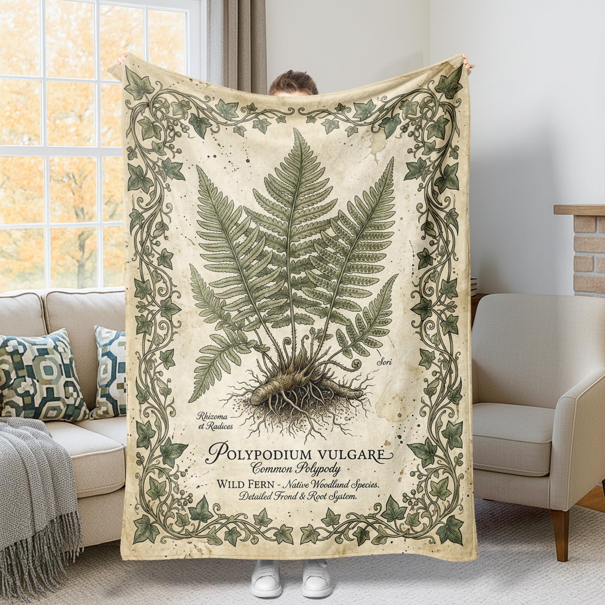 Jeté de lit en molleton lierre vert automne 127x152 cm pour canapé et salon