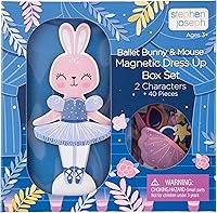 Stephen Joseph Magnetic Dress Up Dolls Bunny & Mouse - 40+ Magnets, Wooden Stands for Kids Creative Play