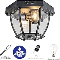 Vista 4 de Lámpara de techo empotrada con sensor de movimiento, 2 luces de porche al aire libre, montaje en techo, impermeable, negro mate, lámpara de techo