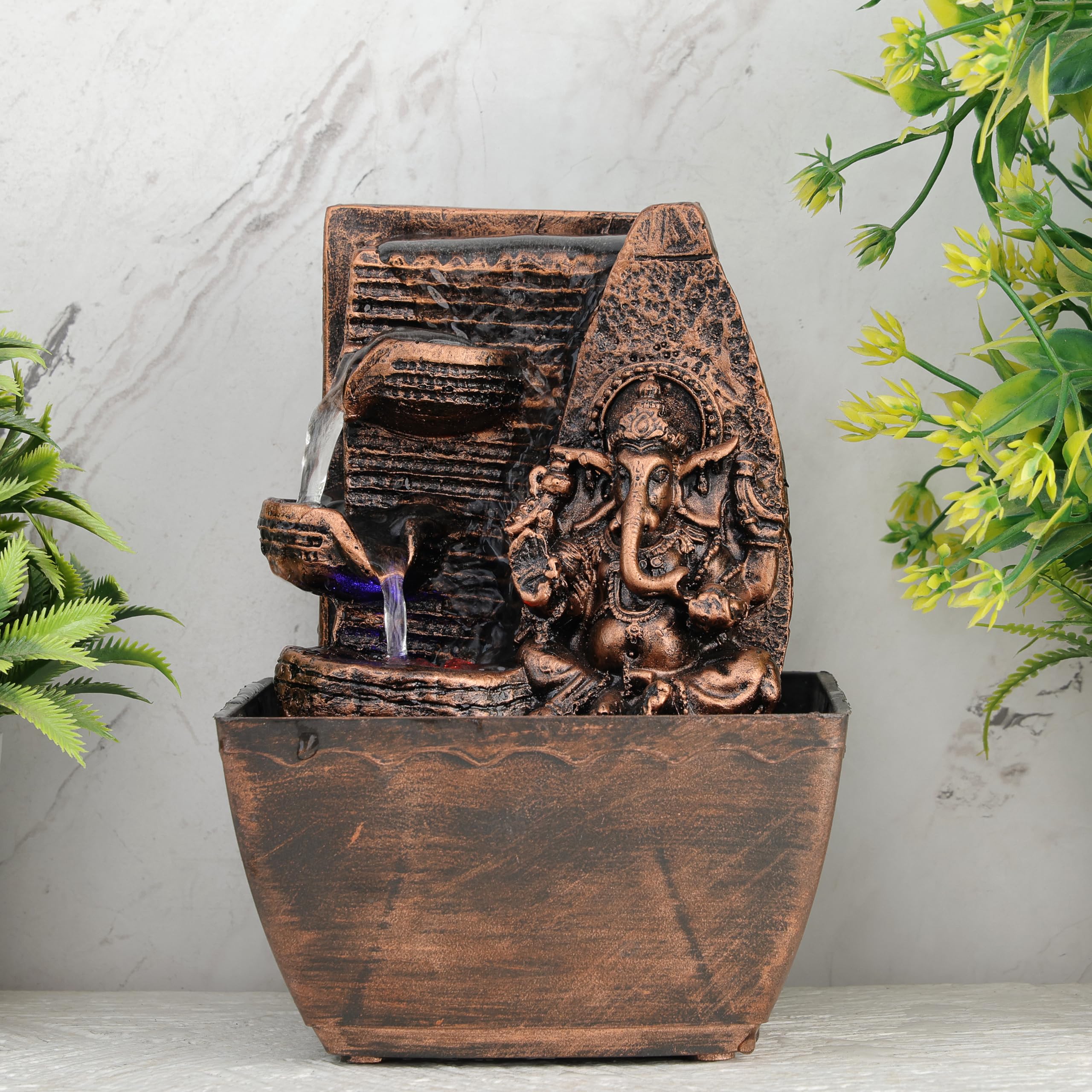 Global Grabbers Polyresin Table Top Indoor Outdoor Water Fall Fountain with LED Lights Home Decor Decoration Gift Gifting Items-A_COP-SF22-image-14