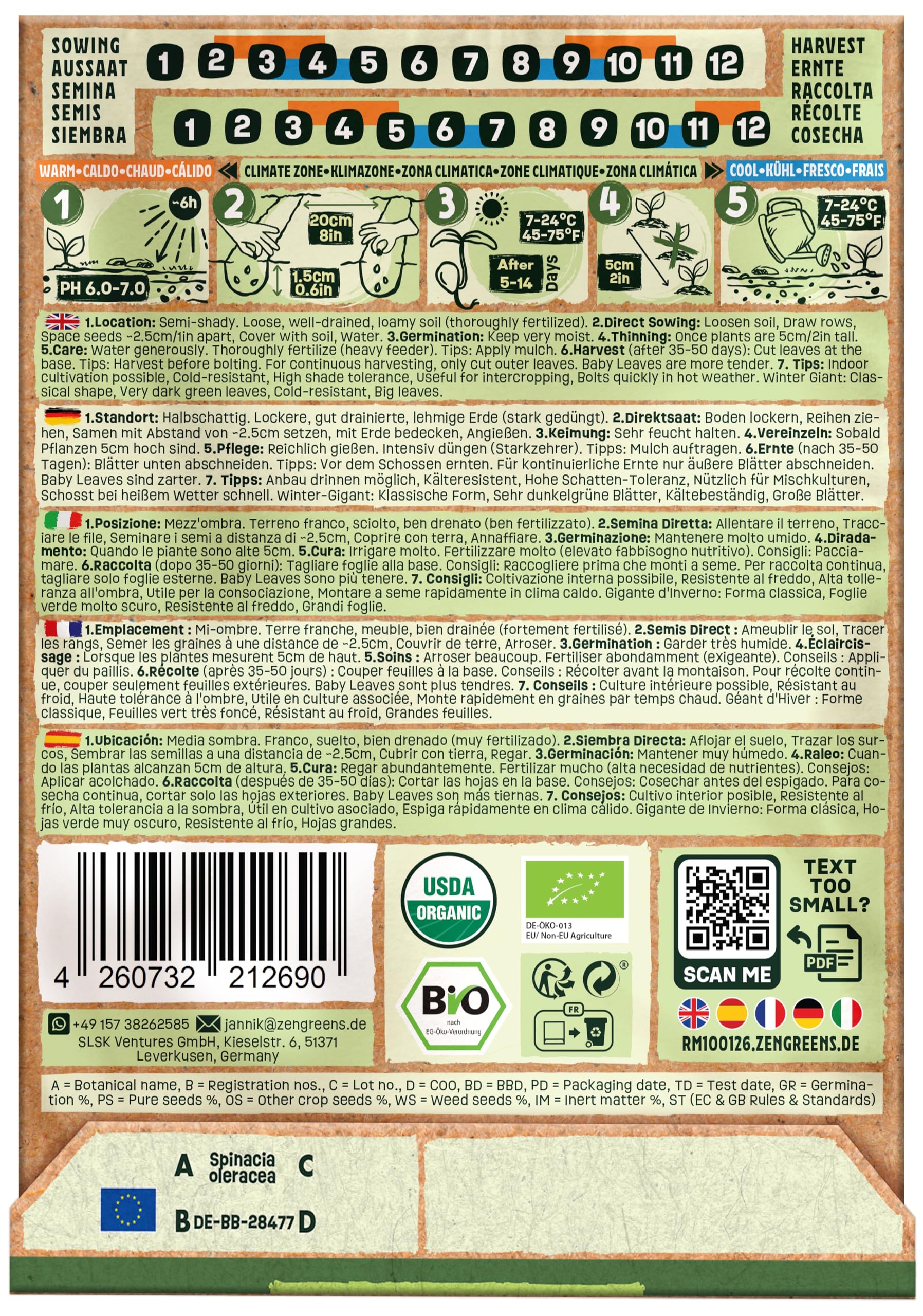 ZenGreens® - Semillas de espinaca winter giant bio — view 3
