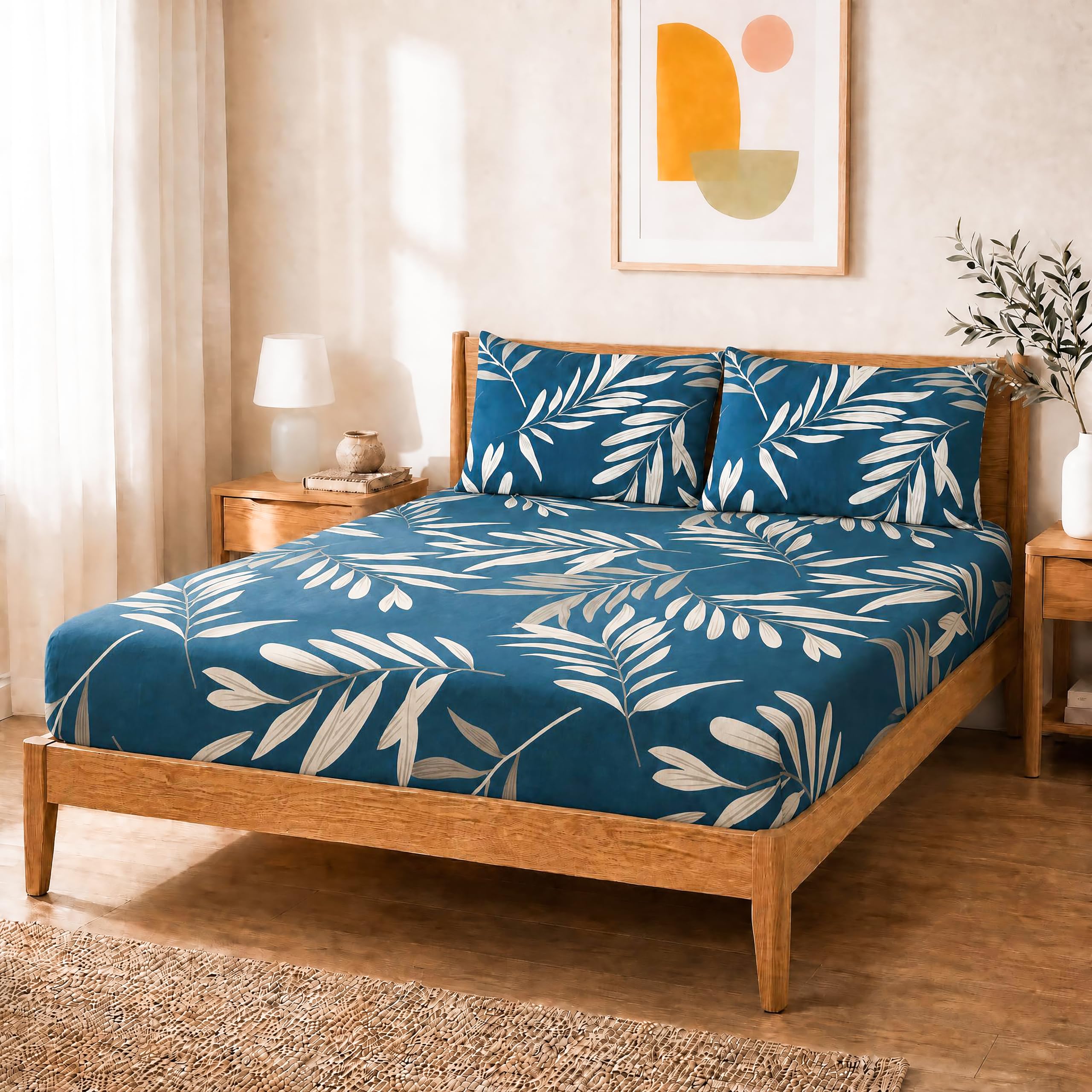 Salt Earth Queen Fitted Sheet - Cotton Feel & Deep Pocket -1