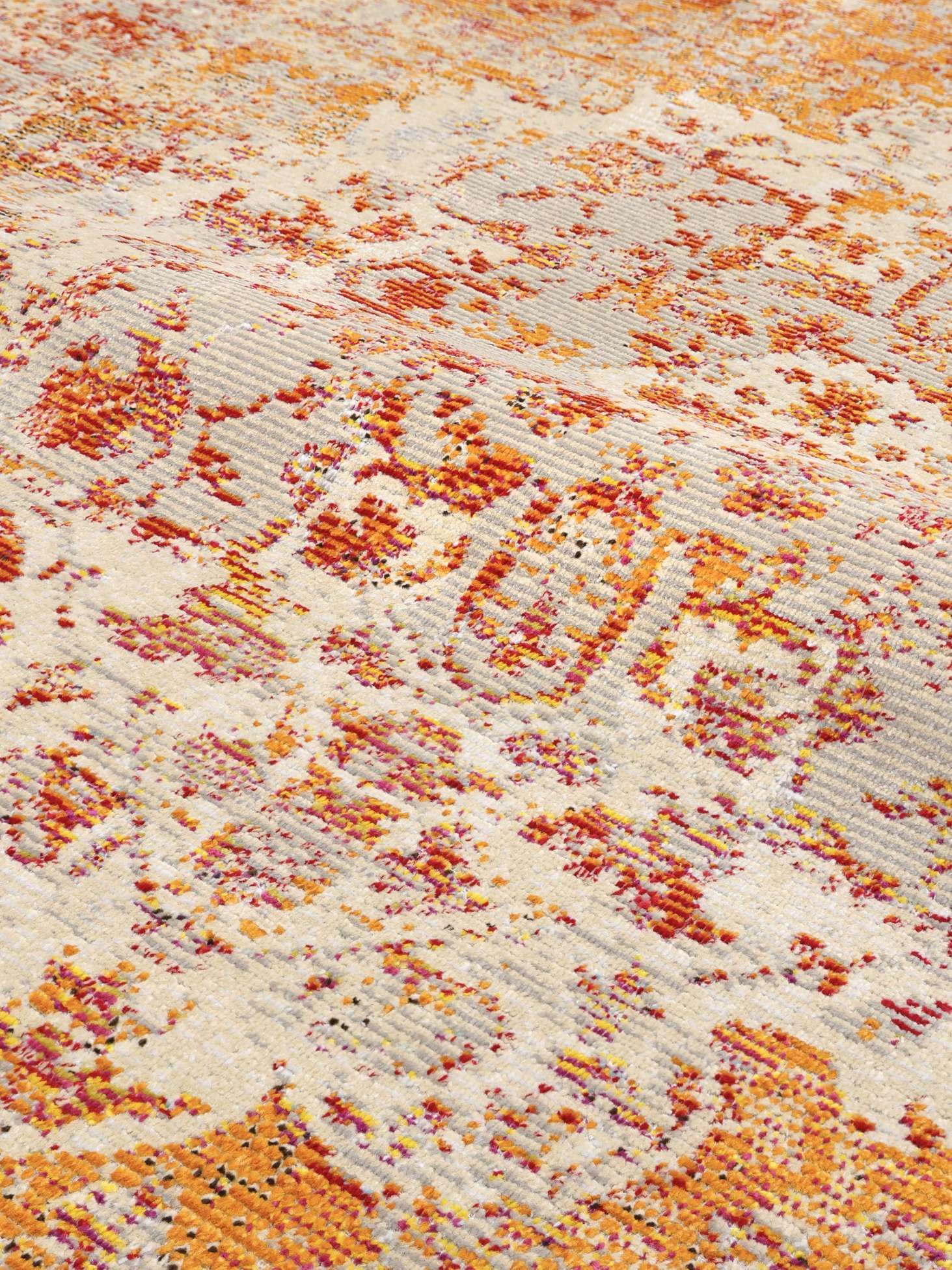 RugVista Nadia, Tapis, Vintage, 160 x 230 cm, Rectangulaire, Poil Moyen, Salle de séjour, à Manger, Chambre, Cuisine, Nettoyage Sec Seulement, Oeko_tex_100, Orange