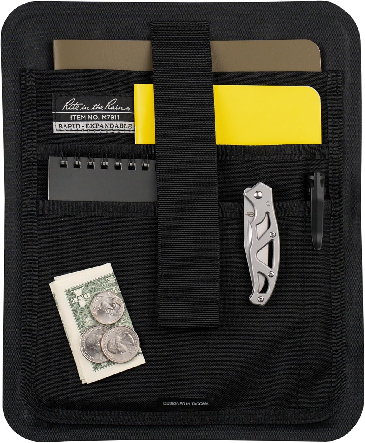 Rite in the Rain Monsoon Rapid Medium Bag, 9” x 7” x 3”, 3.6 Liter Volume Storage Bag, Watertight TPU Shell with webbing straps