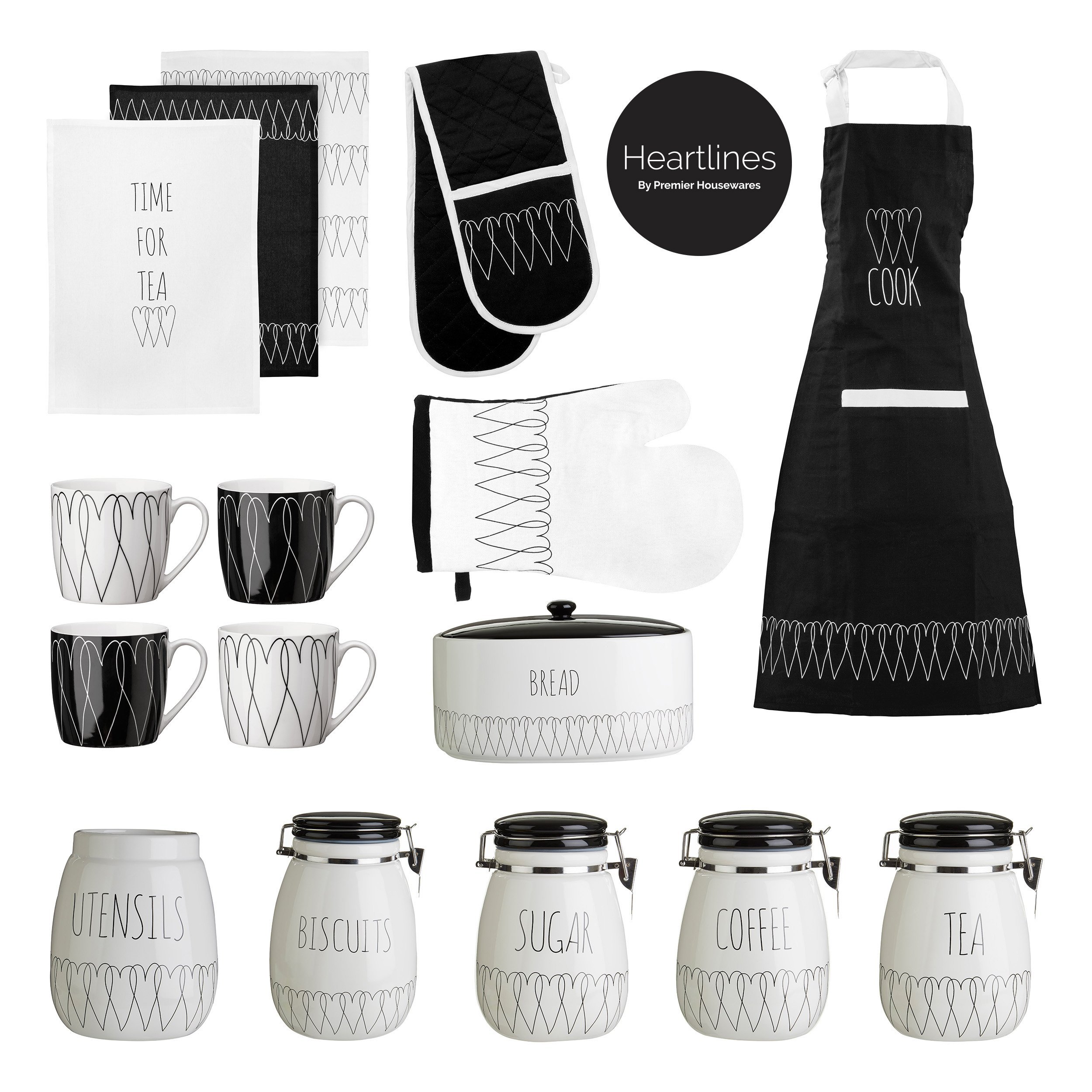 Premier Housewares Design Heartlines kanister na chleb, dolomit, biały, 22 x 32 x 19