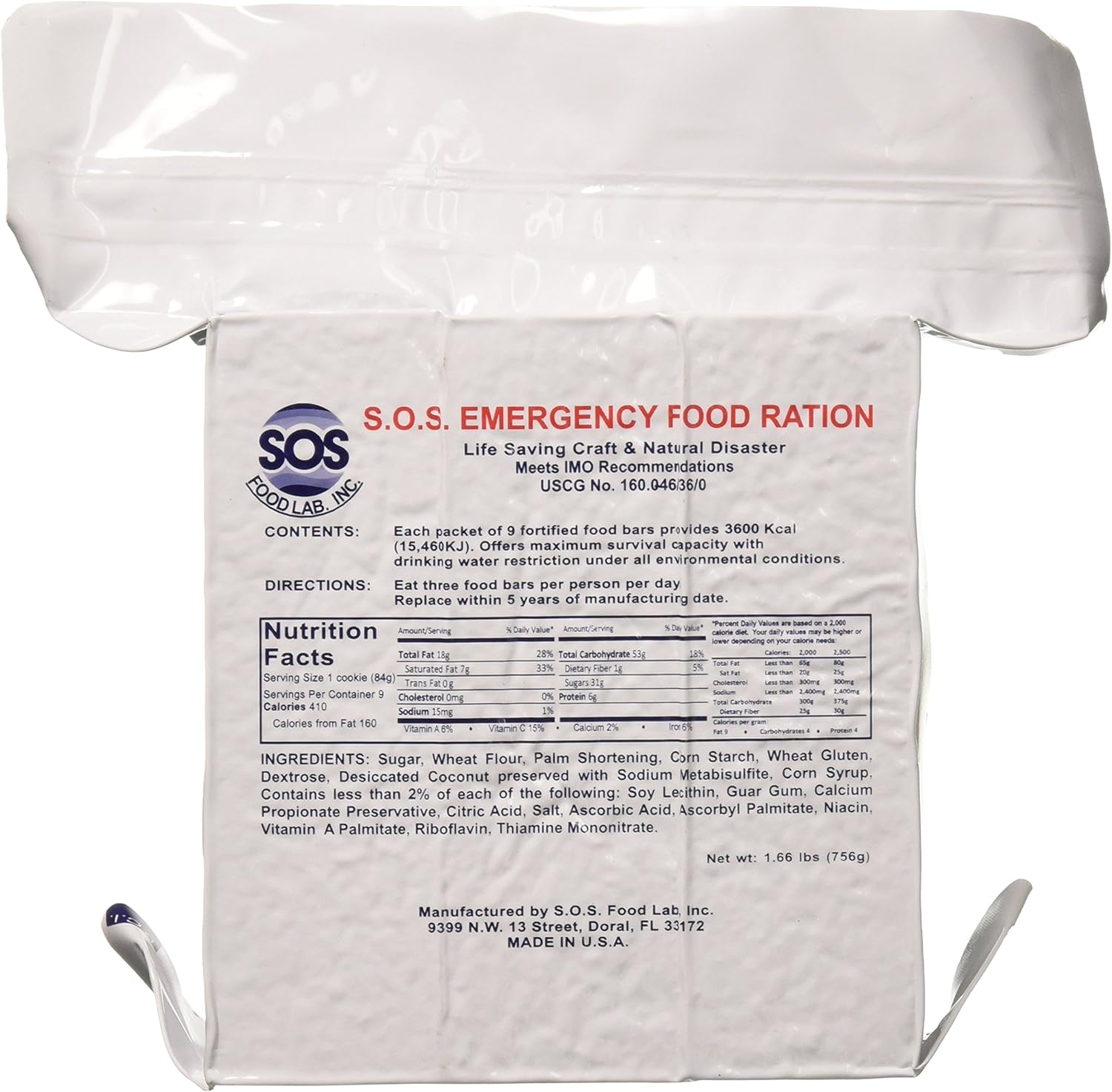 S.O.S. Rations Emergency Food Bars (2 Pack) | S.O.S. Rations 72 Hour 3600 Calorie Emergency Food Bars