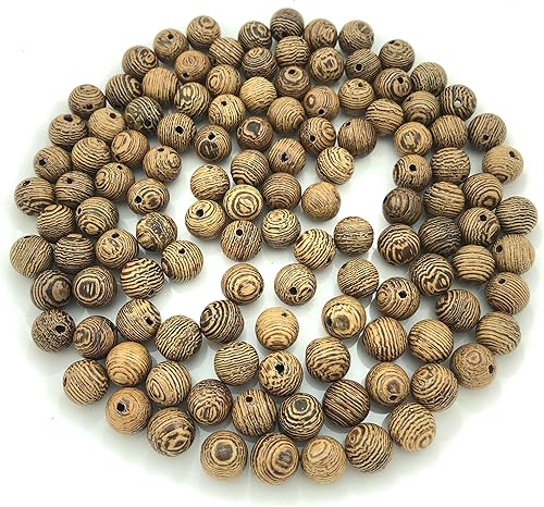 Miniatura 2 de 200 piezas de cuentas sueltas de 8 mm, de madera de palisandro natural pulida, redondas, para hacer joyas, manualidades, artesanías