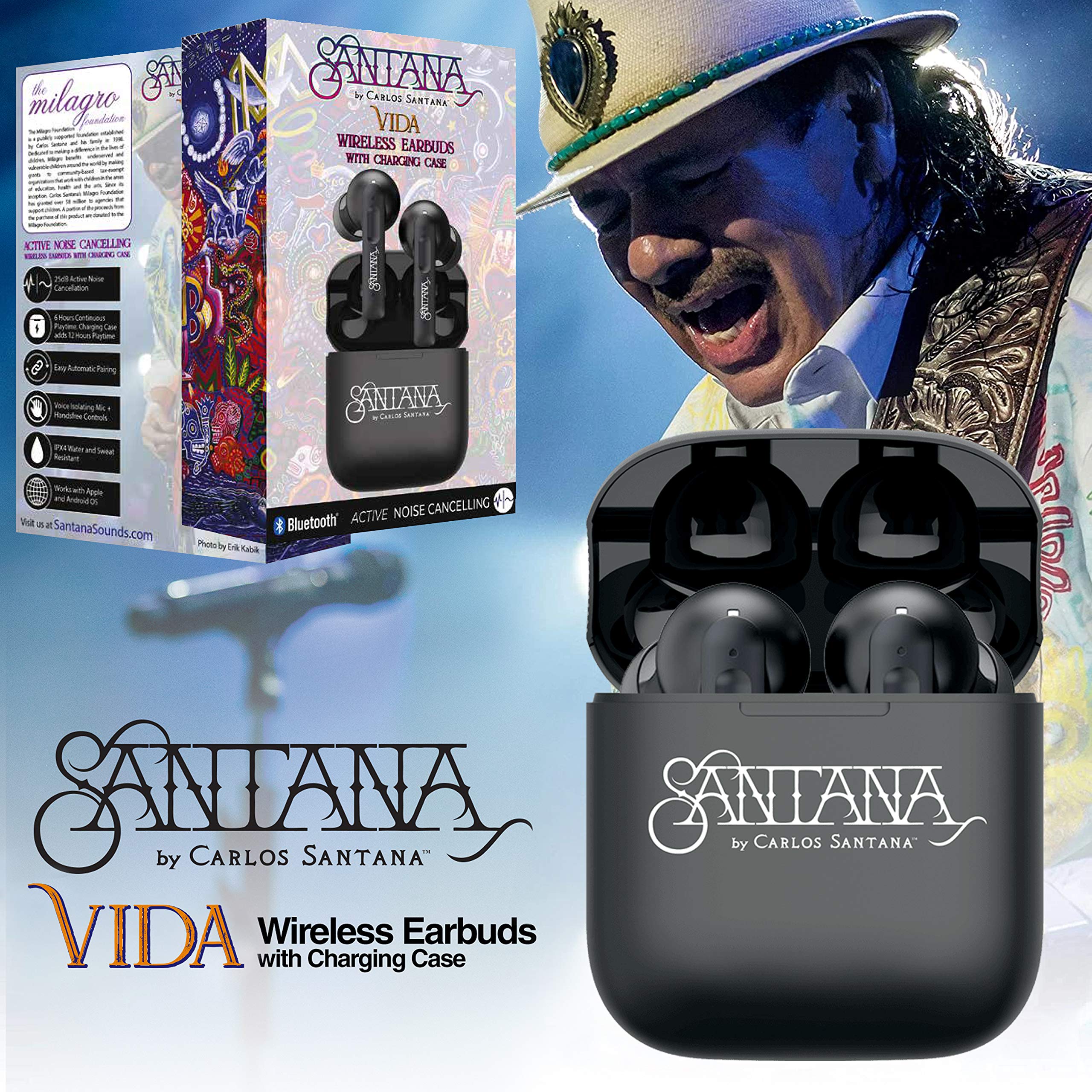 Santana By Carlos Santana Vida ANC Earbuds - True Wireless Black - Dettaglio
