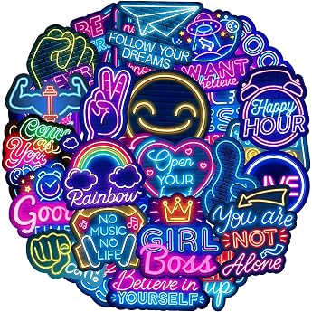 Stickers Pack of 100 Neon Sayings Sticker Set, Positive Affirmations Inspirational Quotes, Motivational Stickers, Reward Stic