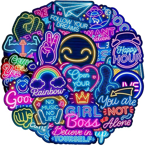Pegatinas Frases Motivadoras 100 Pcs Stickers Cool Neon, Stickers Vinilo Impermeable