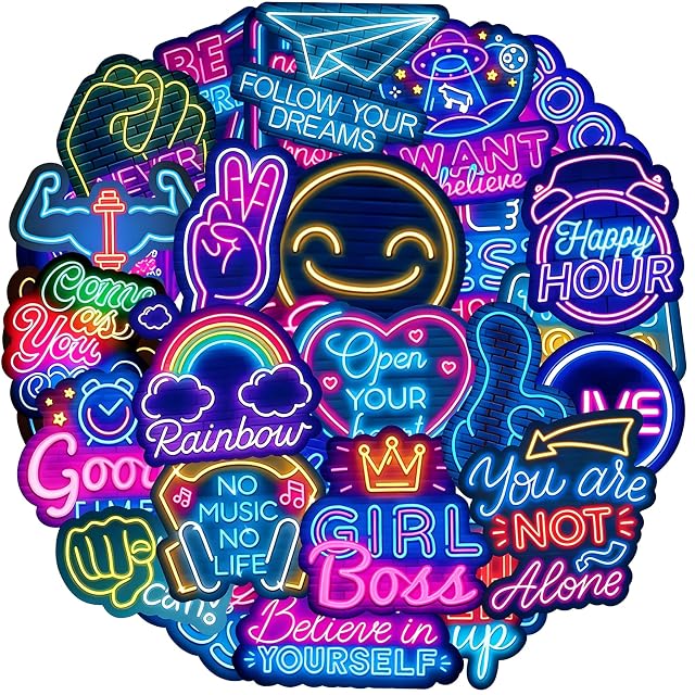 Pegatinas Frases Motivadoras 100 Pcs Stickers Cool Neon, Stickers Vinilo Impermeable