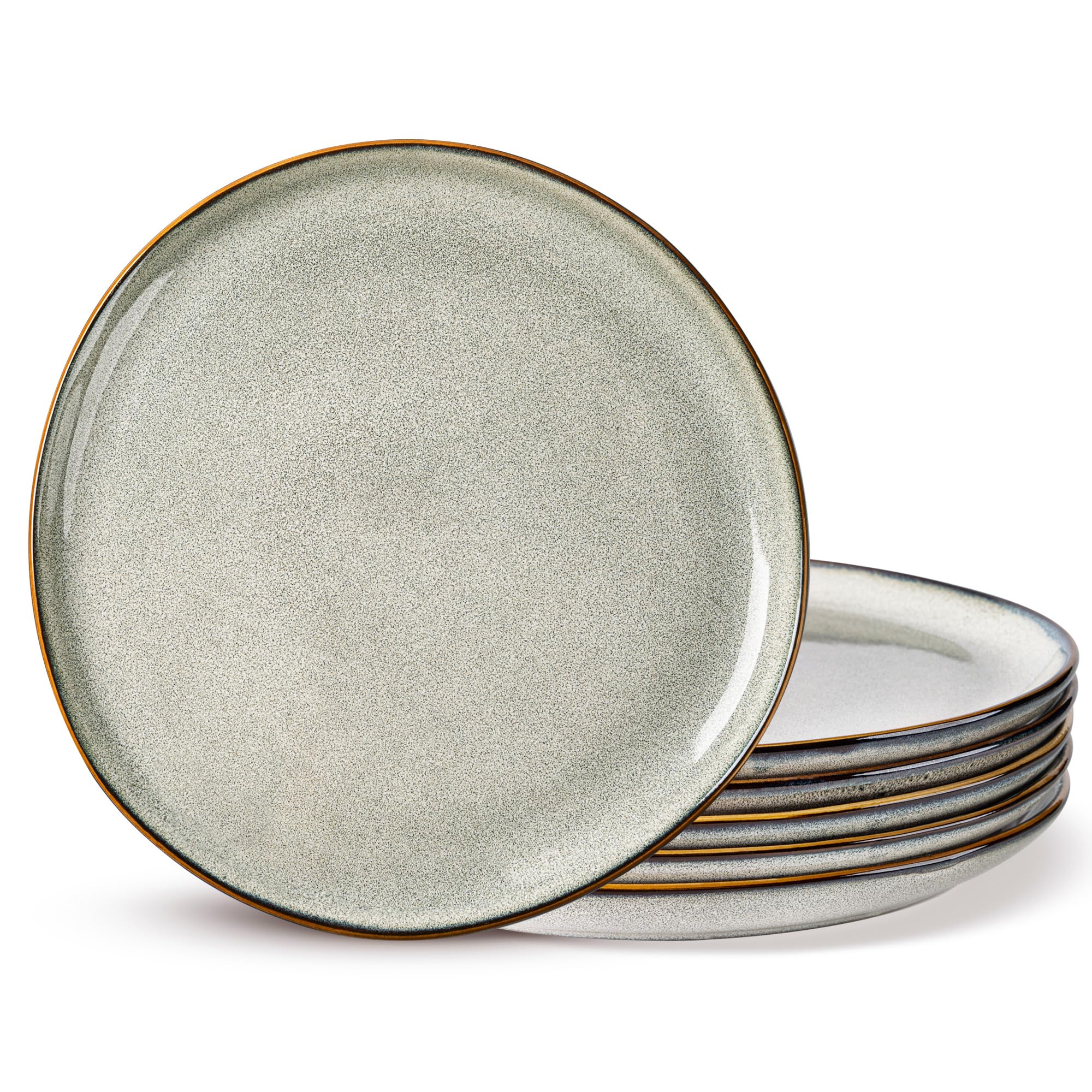 AmorArc Ceramic Plates Set of 6, 8.5 Inch Handmade Reactive Glaze Stoneware Plates set for Dessert, Salad, Appetizer,Dinner, Microwave & Dishwasher Safe, Scratch Resistant