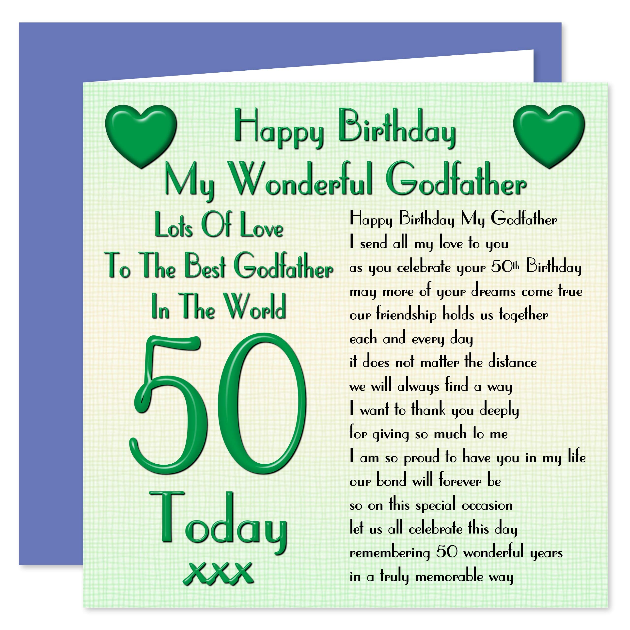 Hunts England Tarjeta de 50 cumpleaños para padrino, con texto en inglés Happy Birthday, Best Ever Godfather, colección Urban Color, divertida tarjeta de cumpleaños